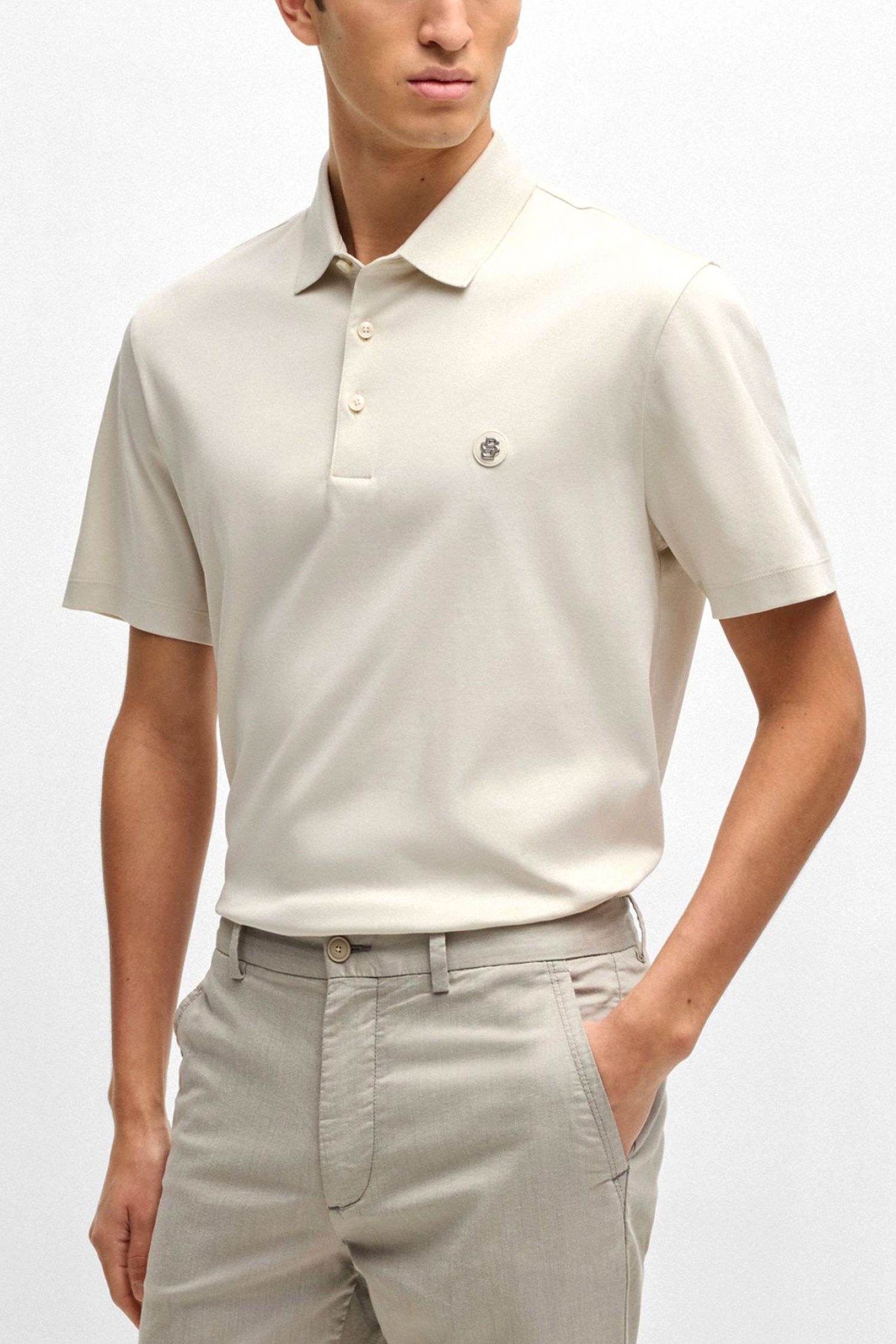 BOSS POLO REGULAR FIT C-PARRIS 01 ΕΚΡΟΥ