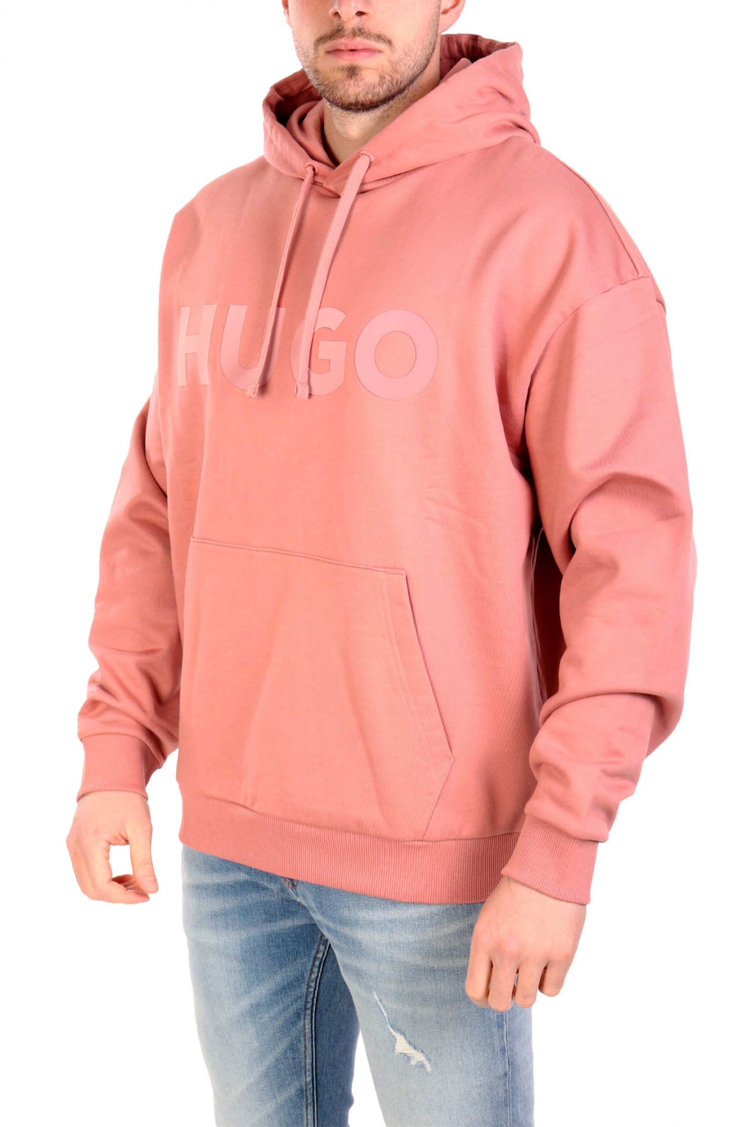 HUGO ΦΟΥΤΕΡ HOODIE DITCHLE OVERSIZED FIT LOGO ΡΟΖ
