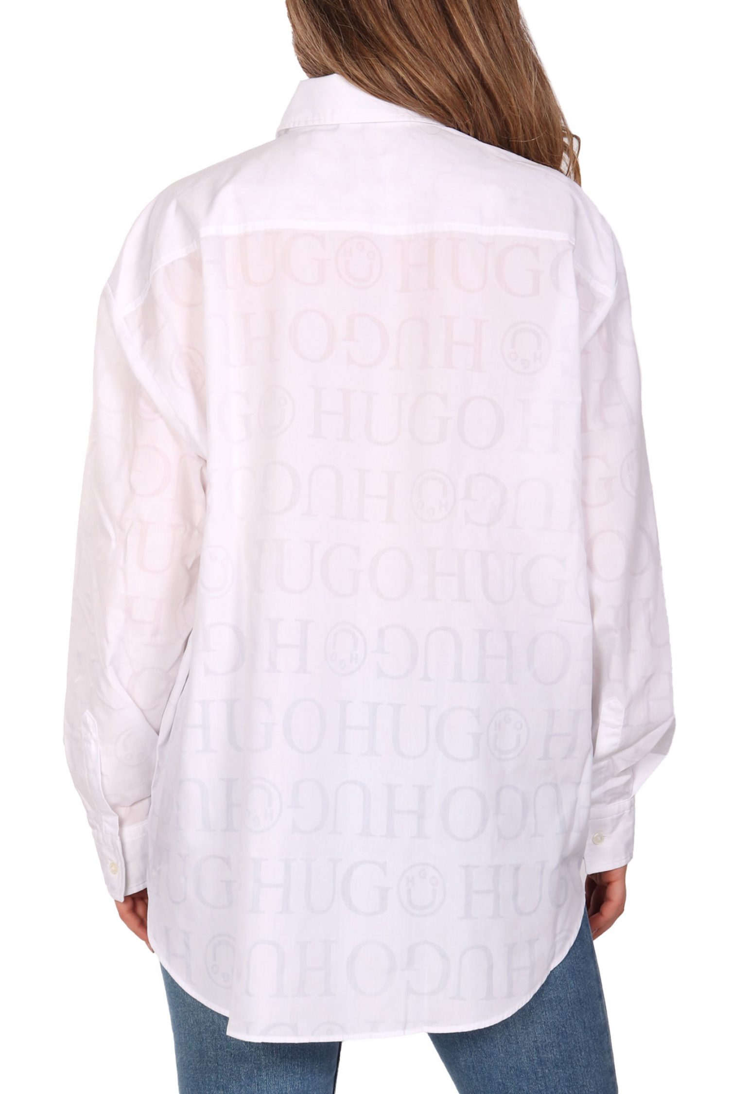 HUGO BLUE ΠΟΥΚΑΜΙΣΟ ELISANA_B ALL OVER LOGO ΛΕΥΚΟ φωτογραφία