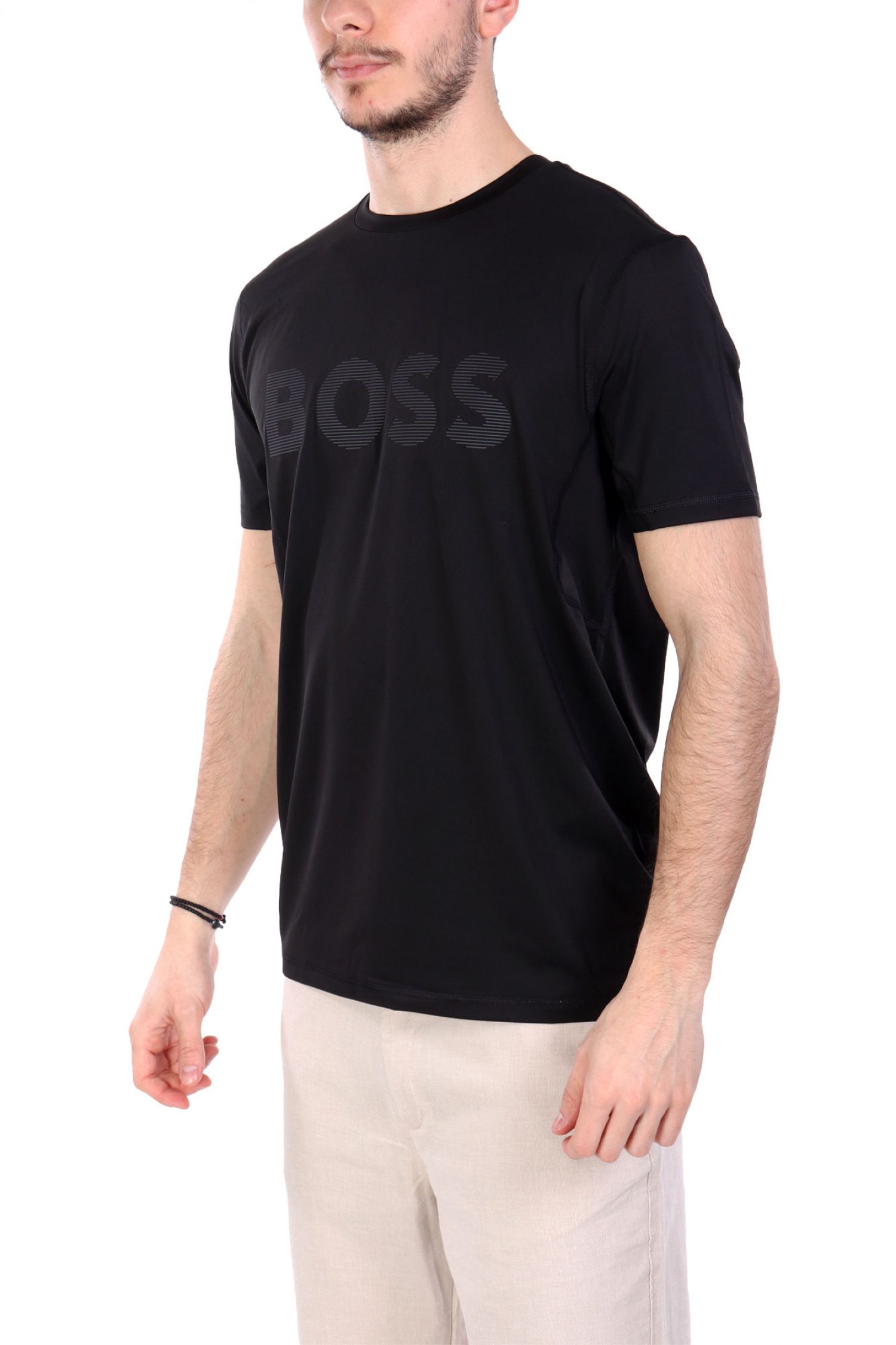 BOSS ATHLEISURE T-SHIRT TEE_ACTIVE ΜΑΥΡΟ