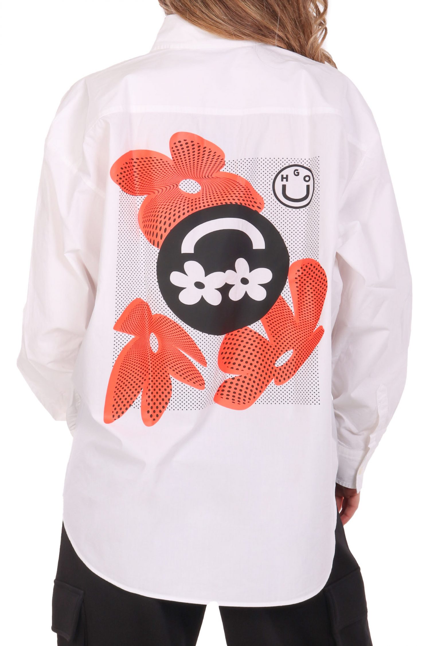 HUGO BLUE ΠΟΥΚΑΜΙΣΟ ELISANA_B LOGO ΛΕΥΚΟ φωτογραφία