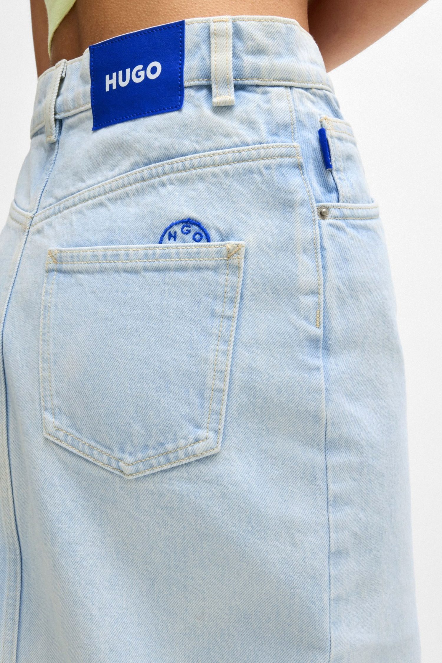 HUGO BLUE ΦΟΥΣΤΑ GALITA_1_B JEANS MIDI ΑΝΟΙΓΜΑ ΜΠΡΟΣΤΑ ΓΑΛΑΖΙΟ