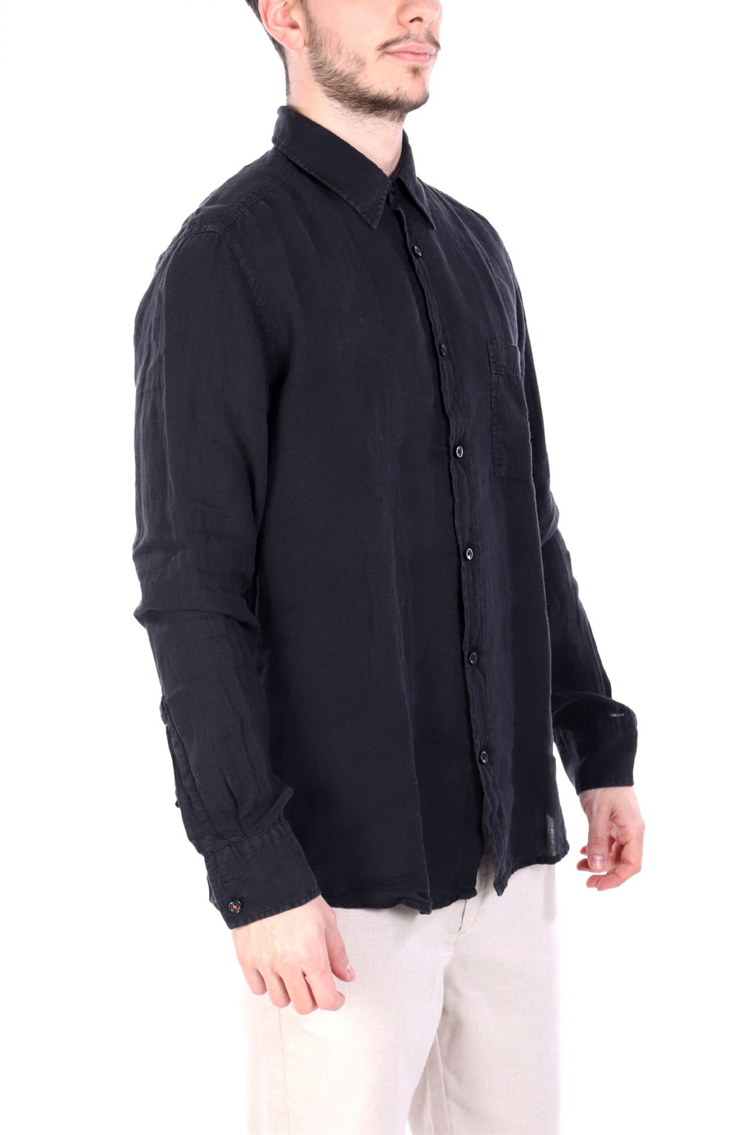 BOSS CASUAL ΠΟΥΚΑΜΙΣΟ ΛΙΝΟ REGULAR FIT RELEGANT 6 M ΜΑΥΡΟ