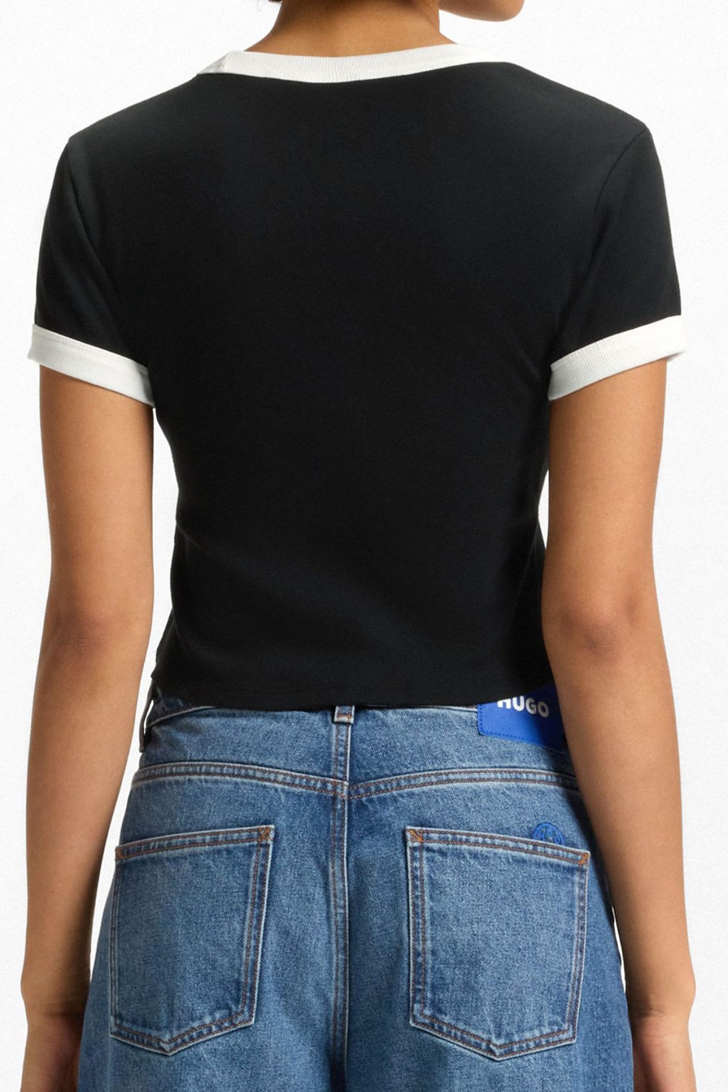 HUGO BLUE T-SHIRT DALIA_B_1 LOGO ΛΕΥΚΟ-ΜΑΥΡΟ