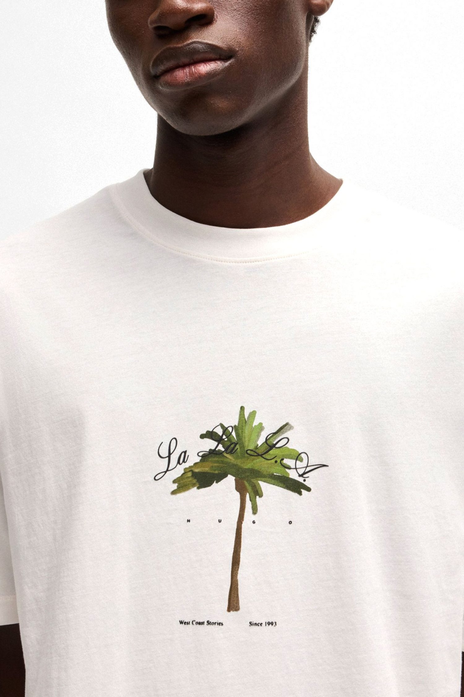 HUGO T-SHIRT DUWOM LOGO ΕΚΡΟΥ