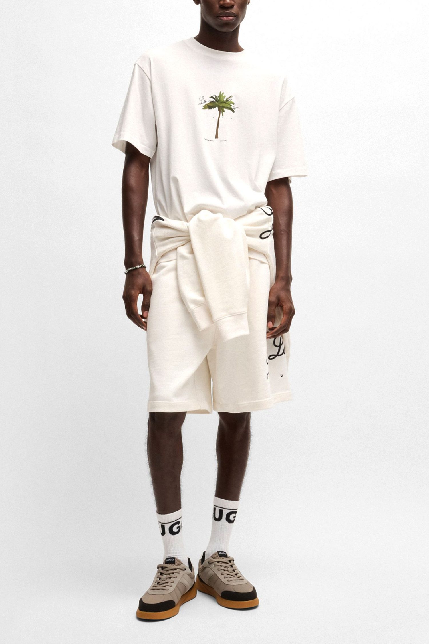 HUGO T-SHIRT DUWOM LOGO ΕΚΡΟΥ