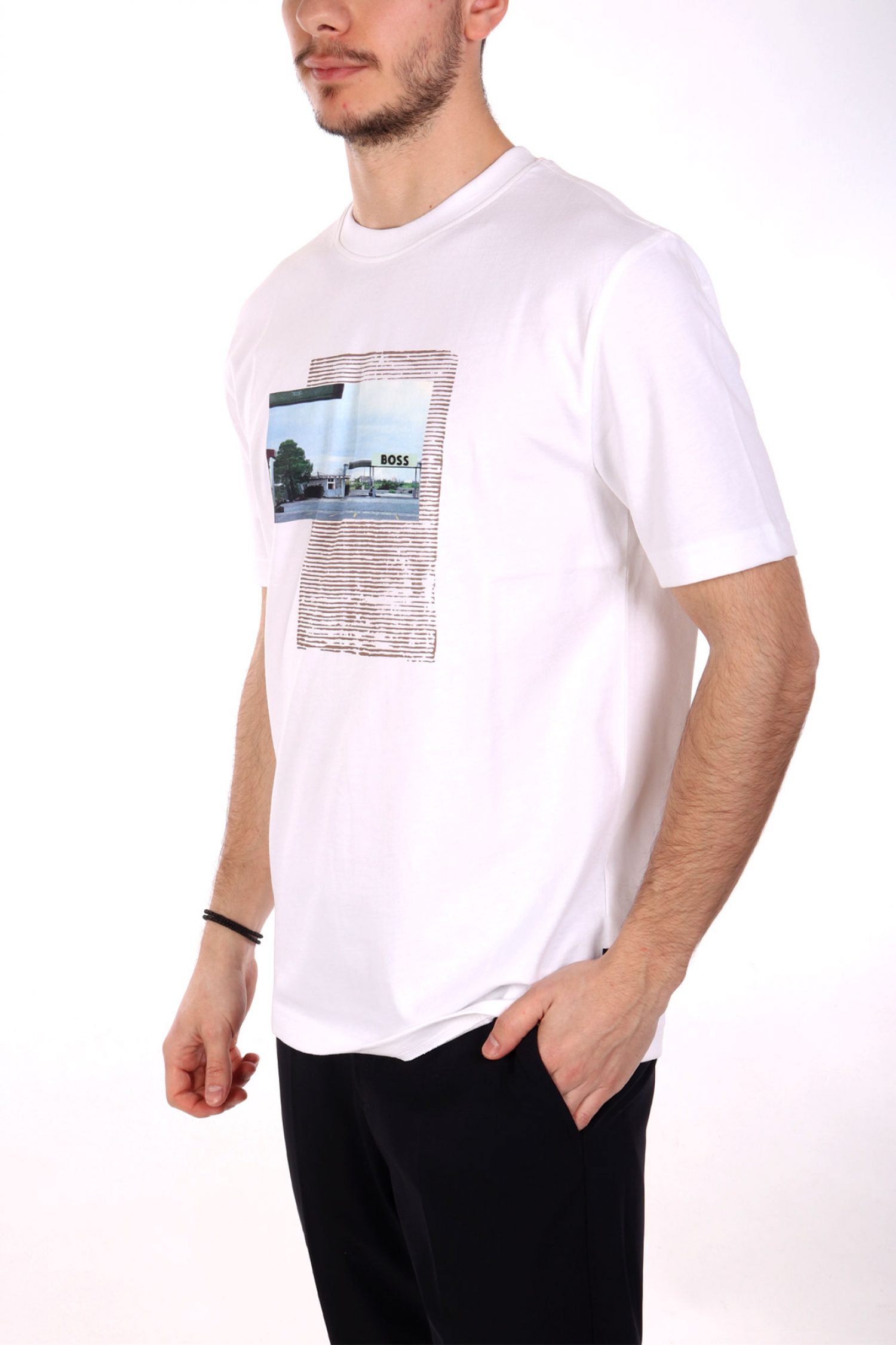 BOSS CASUAL T-SHIRT TE_ONTHEWAY ΛΕΥΚΟ