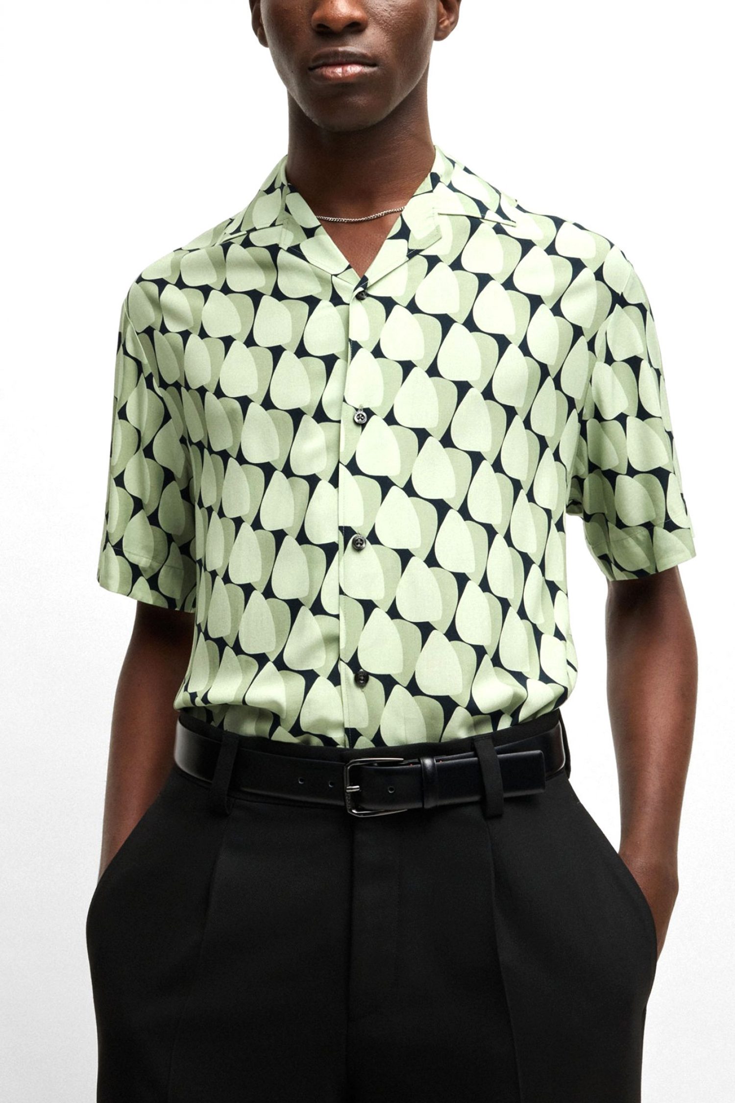 HUGO ΠΟΥΚΑΜΙΣΟ ΚΟΝΤΟΜΑΝΙΚΟ ESPINO ALL OVER PRINT ΠΡΑΣΙΝΟ φωτογραφία