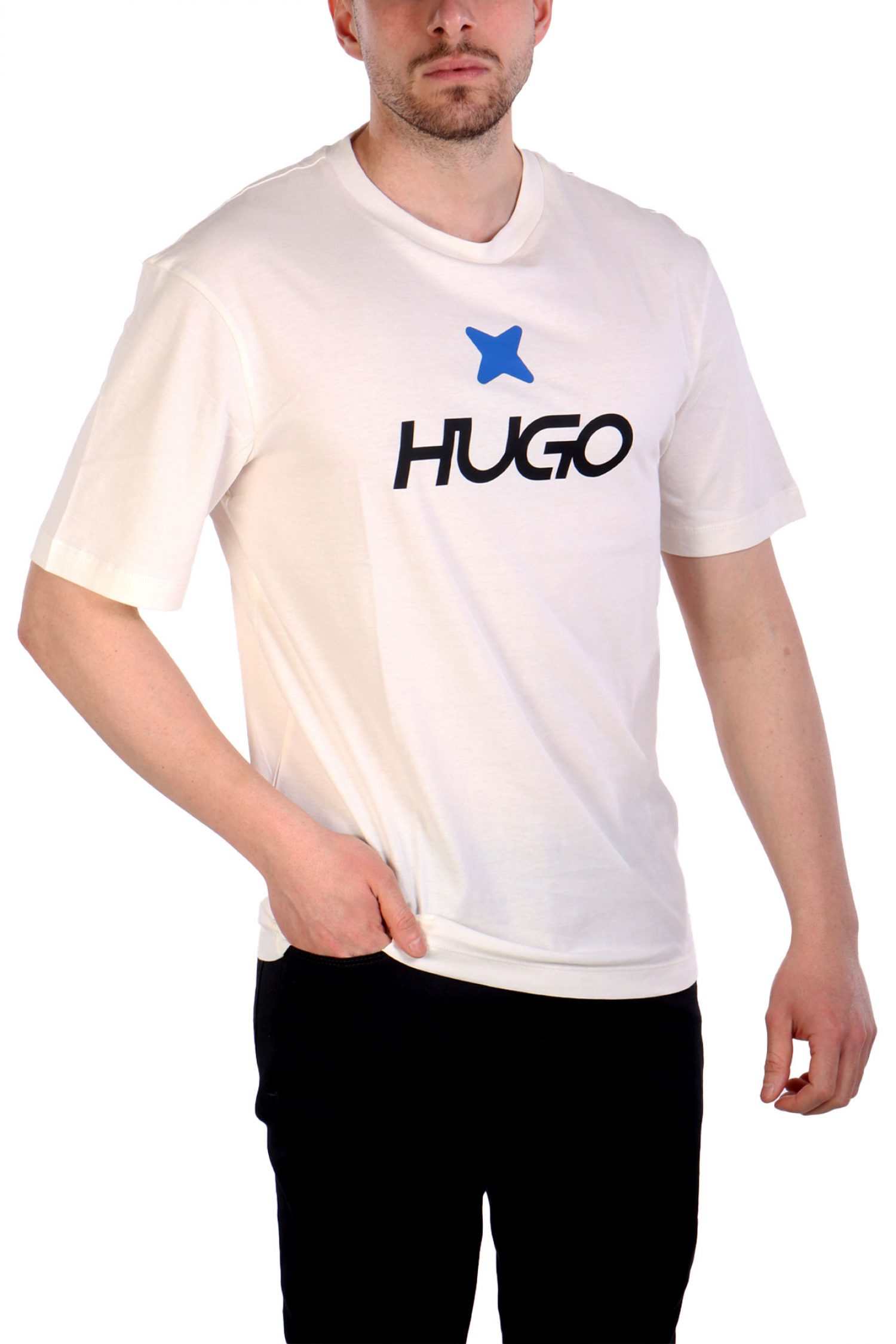 HUGO BLUE T-SHIRT NEWROMI ΥΠΟΛΕΥΚΟ φωτογραφία