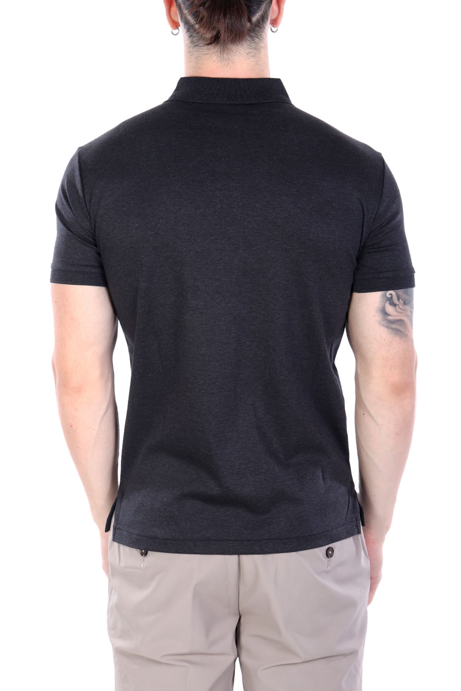 RALPH LAUREN POLO INTERLOCK CUSTOM SLIM FIT LOGO ΑΝΘΡΑΚΙ