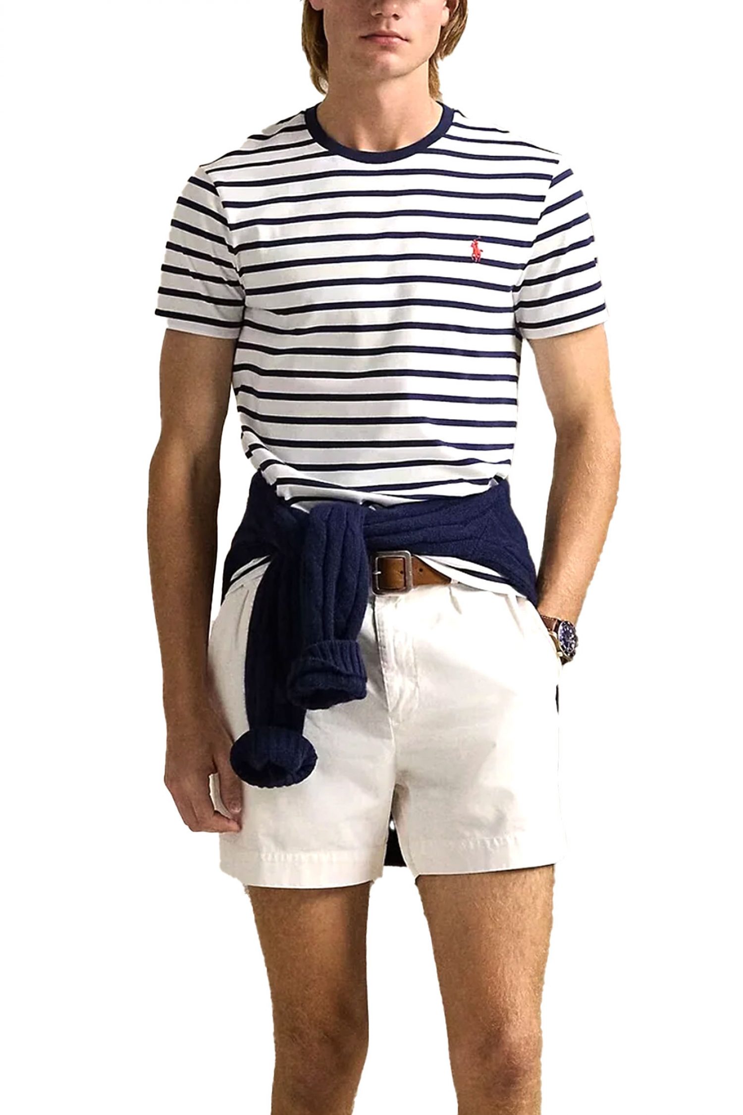 RALPH LAUREN T-SHIRT ΡΙΓΕ CUSTOM SLIM FIT LOGO ΛΕΥΚΟ-ΜΠΛΕ φωτογραφία