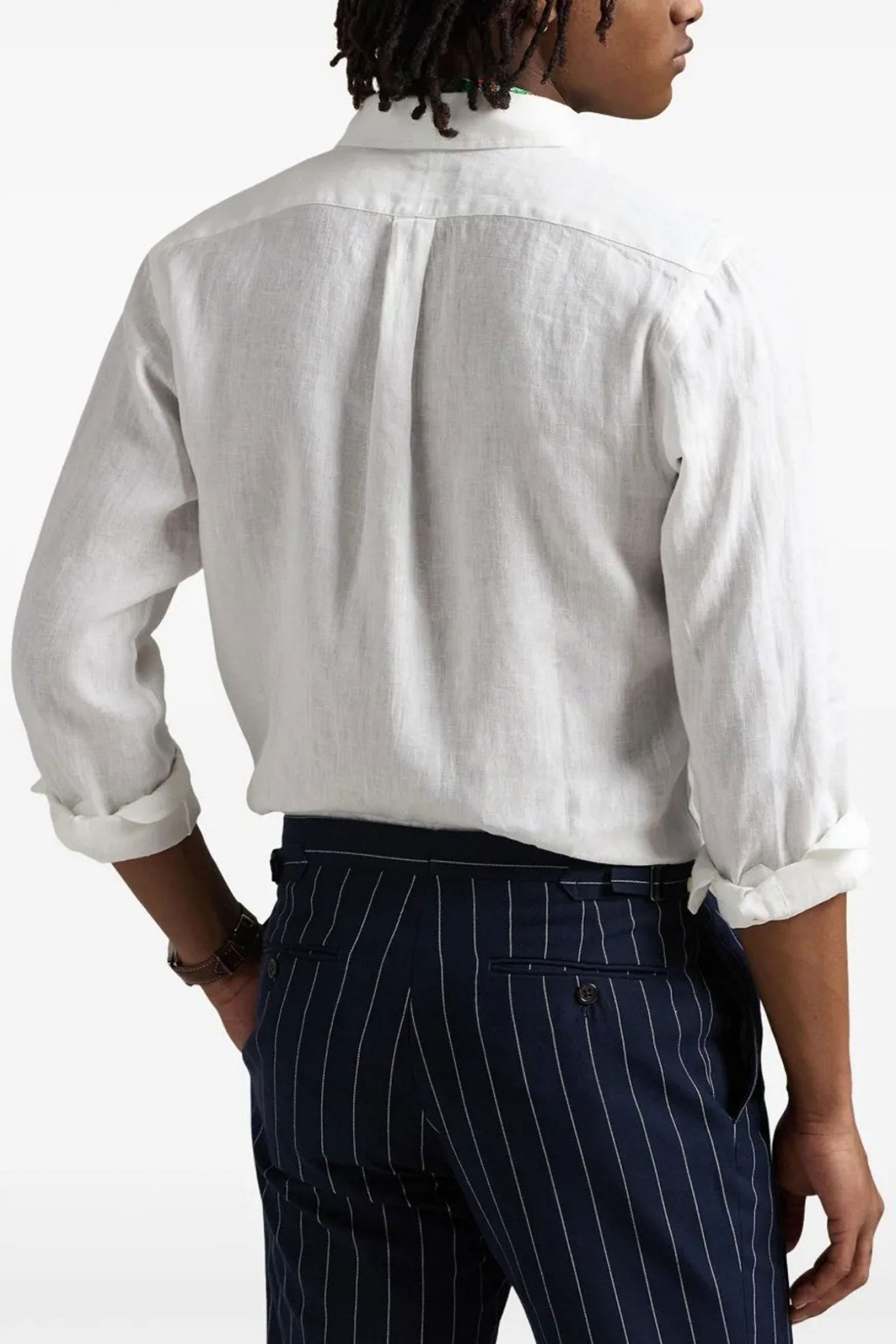 RALPH LAUREN ΠΟΥΚΑΜΙΣΟ BUTTON DOWN ΛΙΝΟ CUSTOM FIT LOGO ΛΕΥΚΟ φωτογραφία