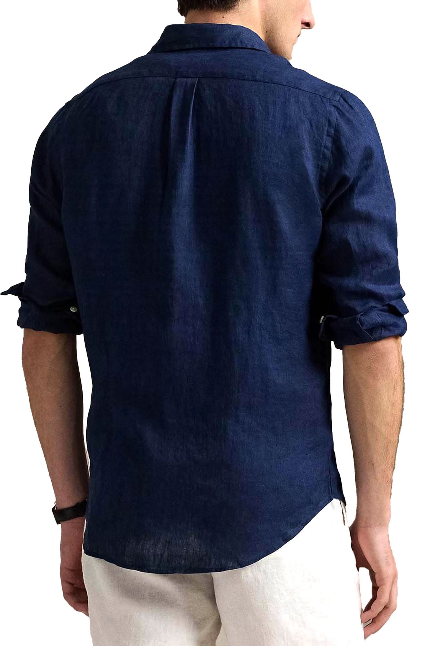 RALPH LAUREN ΠΟΥΚΑΜΙΣΟ BUTTON DOWN ΛΙΝΟ CUSTOM FIT LOGO ΜΠΛΕ φωτογραφία