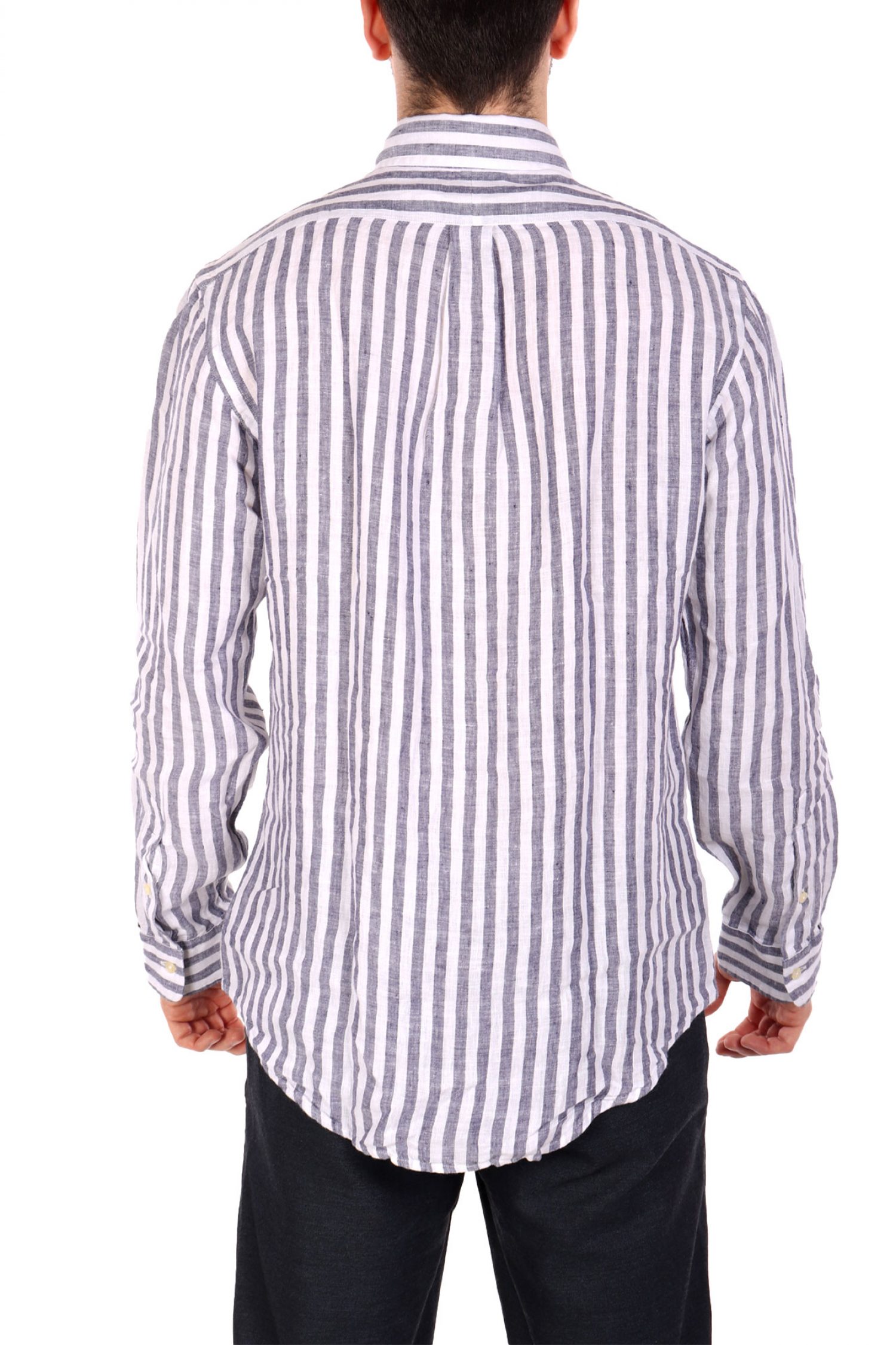 RALPH LAUREN ΠΟΥΚΑΜΙΣΟ ΡΙΓΕ BUTTON DOWN ΛΙΝΟ CUSTOM FIT LOGO ΛΕΥΚΟ-ΜΠΛΕ φωτογραφία