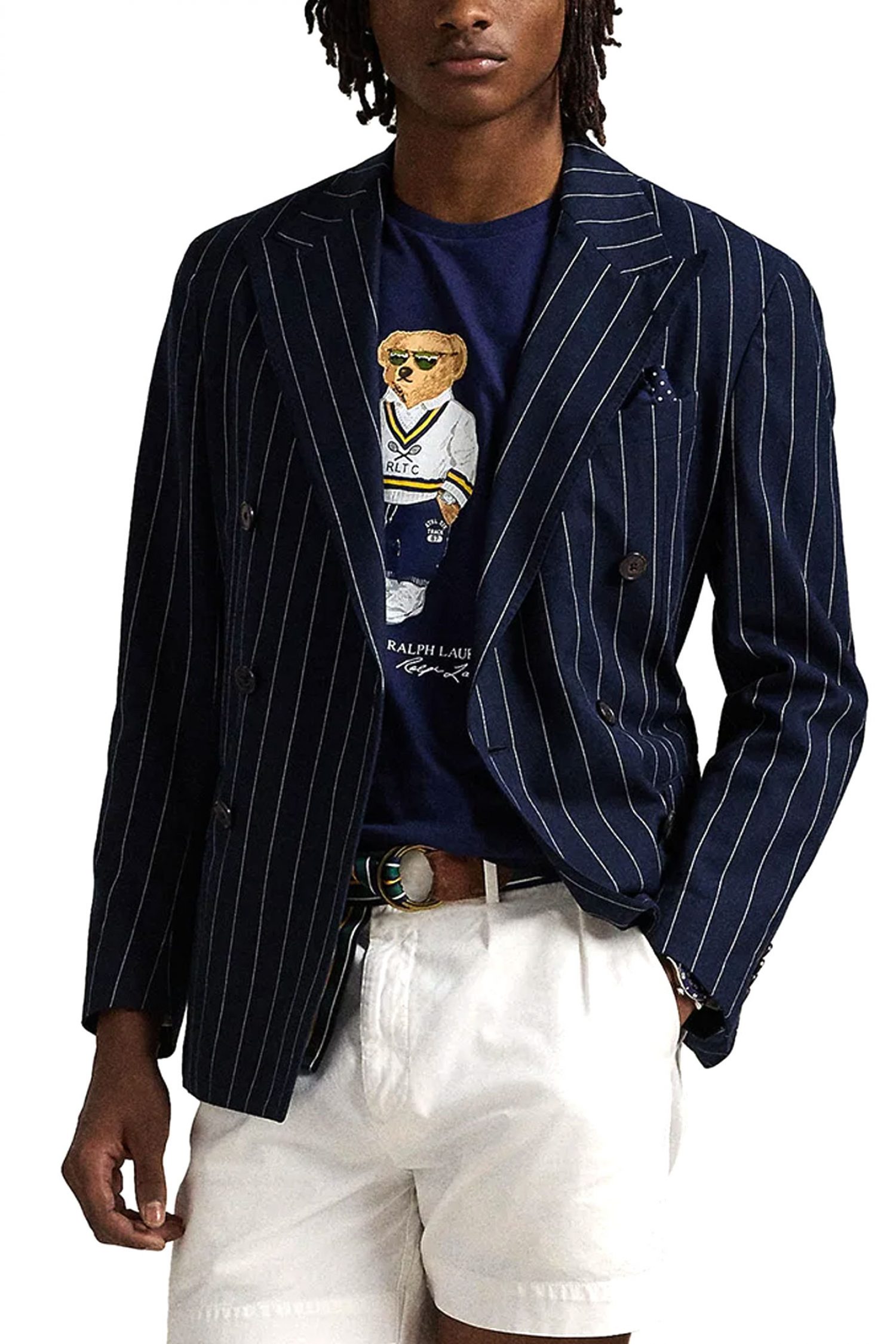 RALPH LAUREN T-SHIRT CUSTOM SLIM FIT LOGO BEAR ΜΠΛΕ φωτογραφία