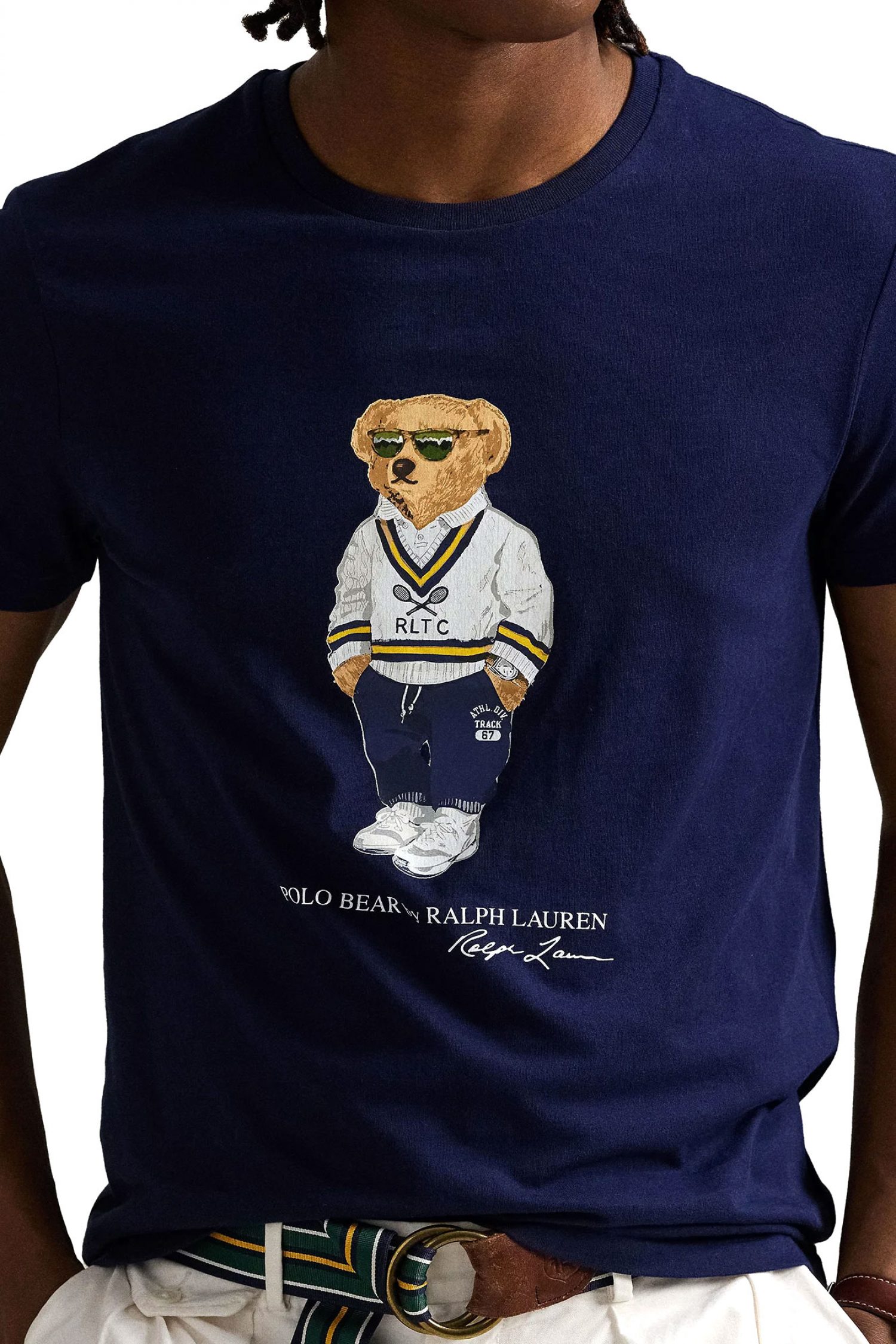 RALPH LAUREN T-SHIRT CUSTOM SLIM FIT LOGO BEAR ΜΠΛΕ φωτογραφία