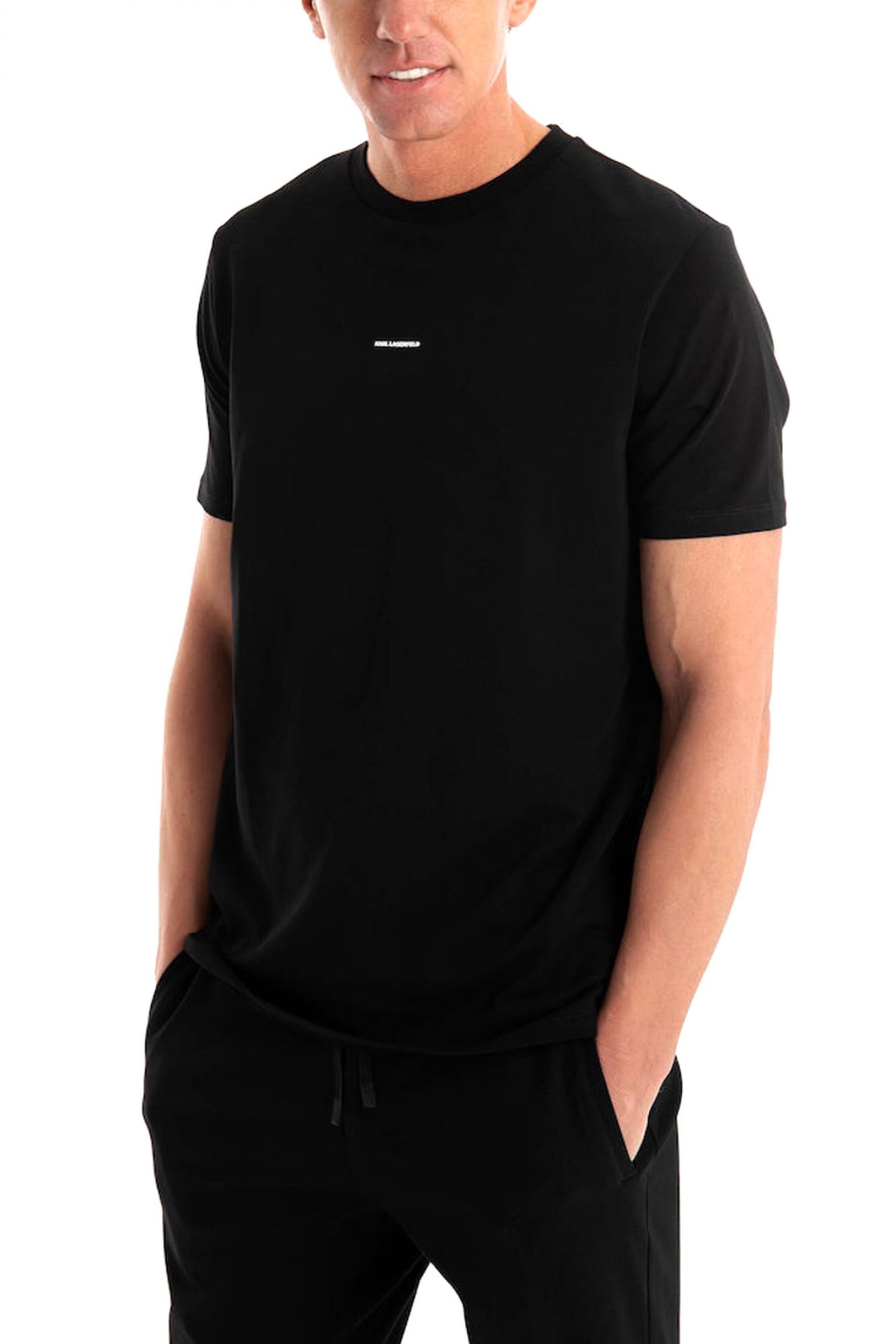 KARL LAGERFELD T-SHIRT LOGO ΜΑΥΡΟ