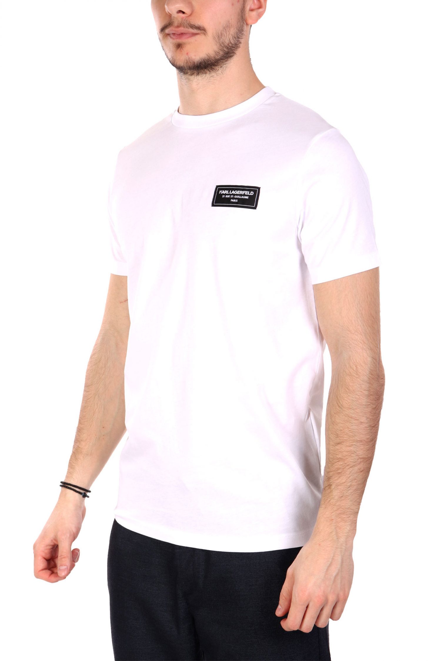 KARL LAGERFELD T-SHIRT CREW NECK METALLIC LOGO ΛΕΥΚΟ