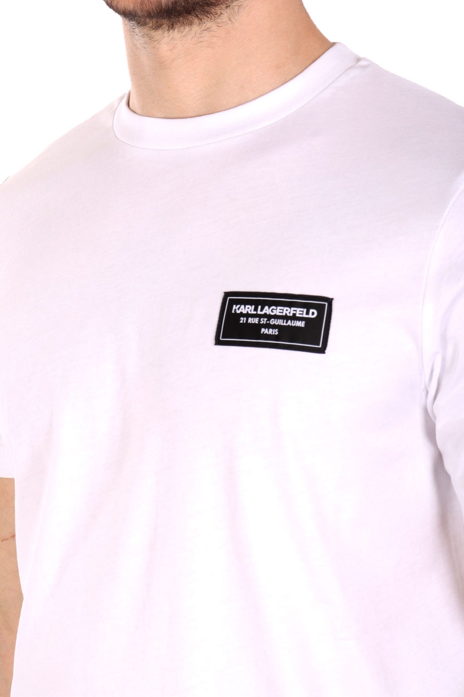 KARL LAGERFELD T-SHIRT CREW NECK METALLIC LOGO ΛΕΥΚΟ