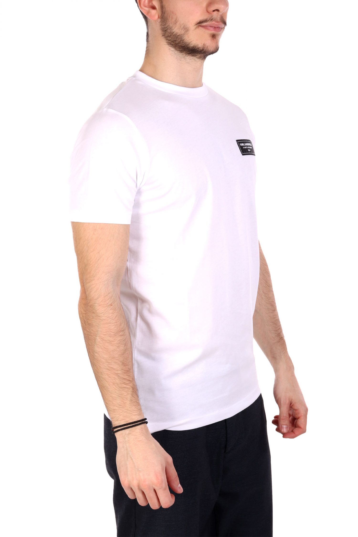 KARL LAGERFELD T-SHIRT CREW NECK METALLIC LOGO ΛΕΥΚΟ