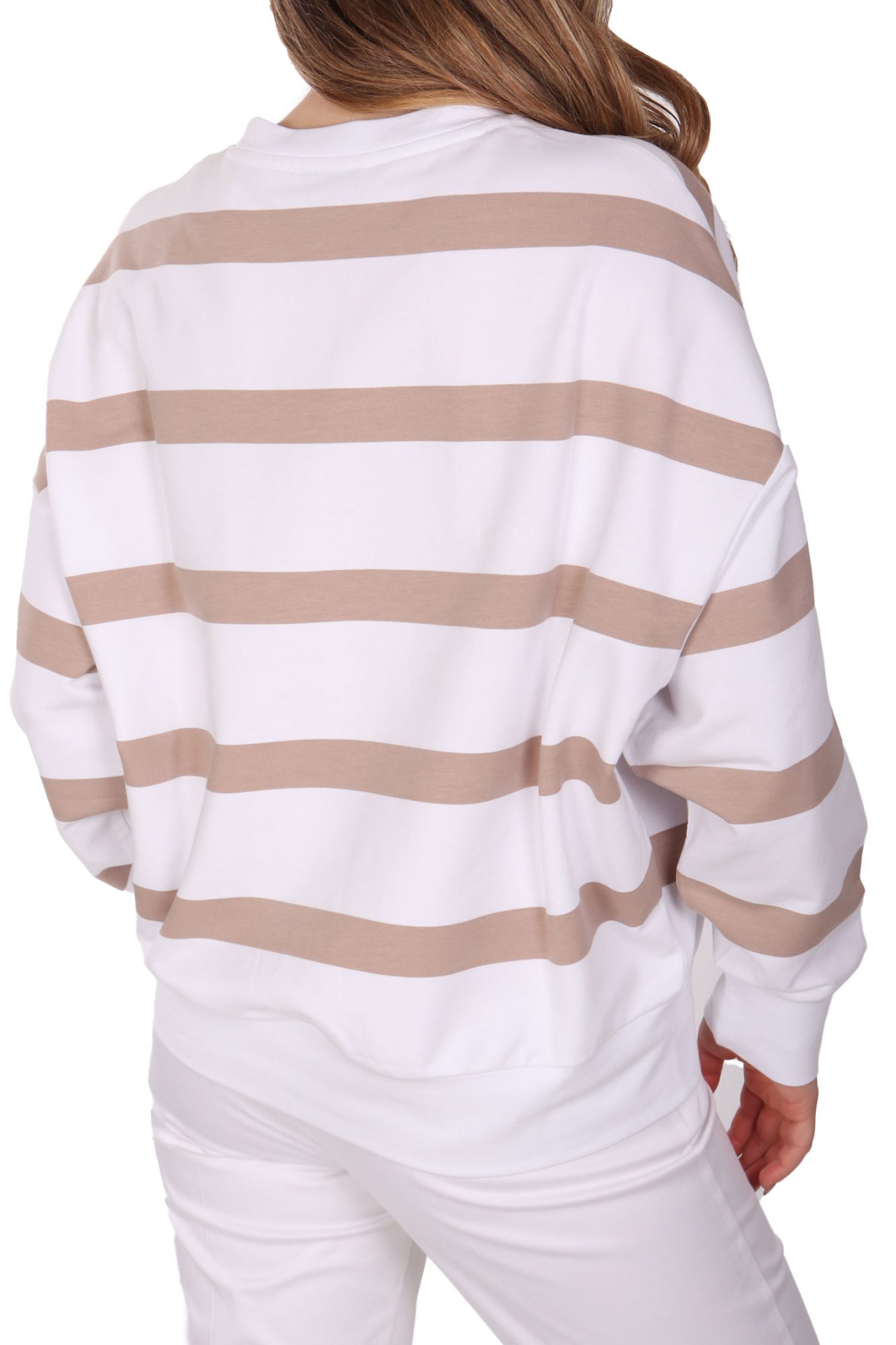 ARMANI 7 ΦΟΥΤΕΡ CREWNECK LOGO ΡΙΓΕ ΛΕΥΚΟ-ΜΠΕΖ