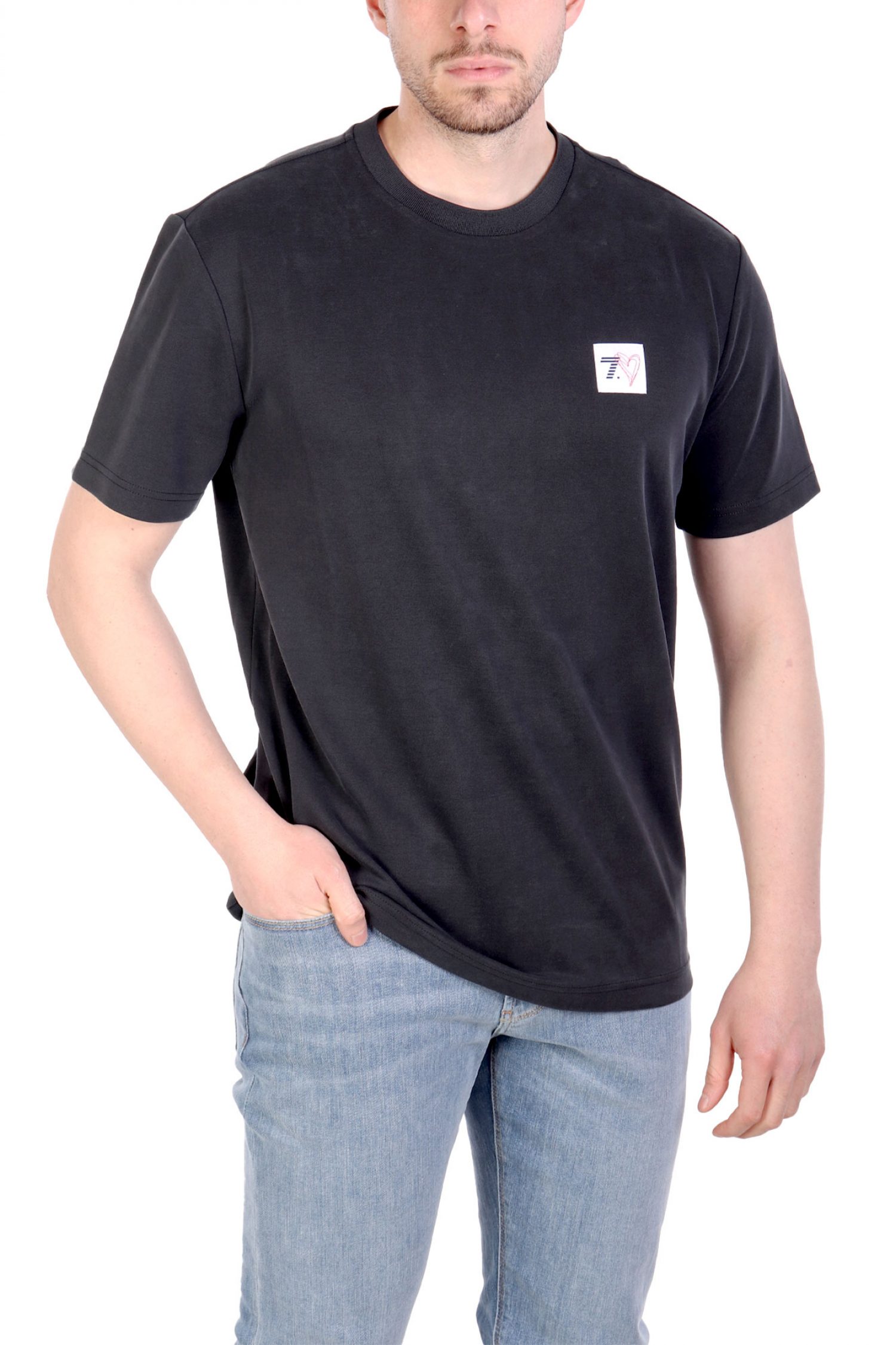 ARMANI 7 T-SHIRT LOGO HEART ΜΑΥΡΟ