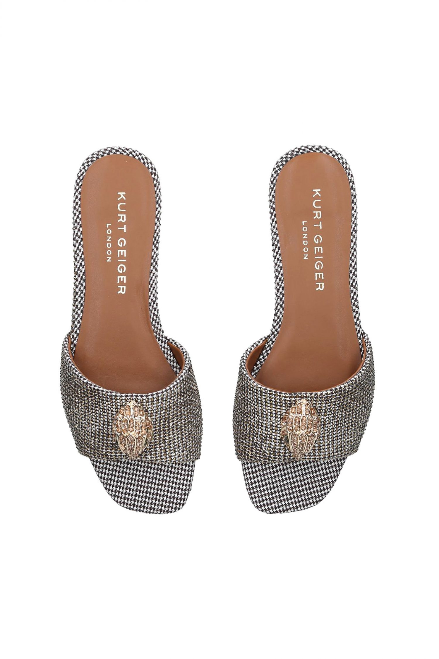 KURT GEIGER ΠΑΠΟΥΤΣΙΑ ΠΑΝΤΟΦΛΕΣ KENSINGTON FLAT SANDAL ΓΚΛΙΤΕΡ LOGO ΧΡΥΣΟ φωτογραφία