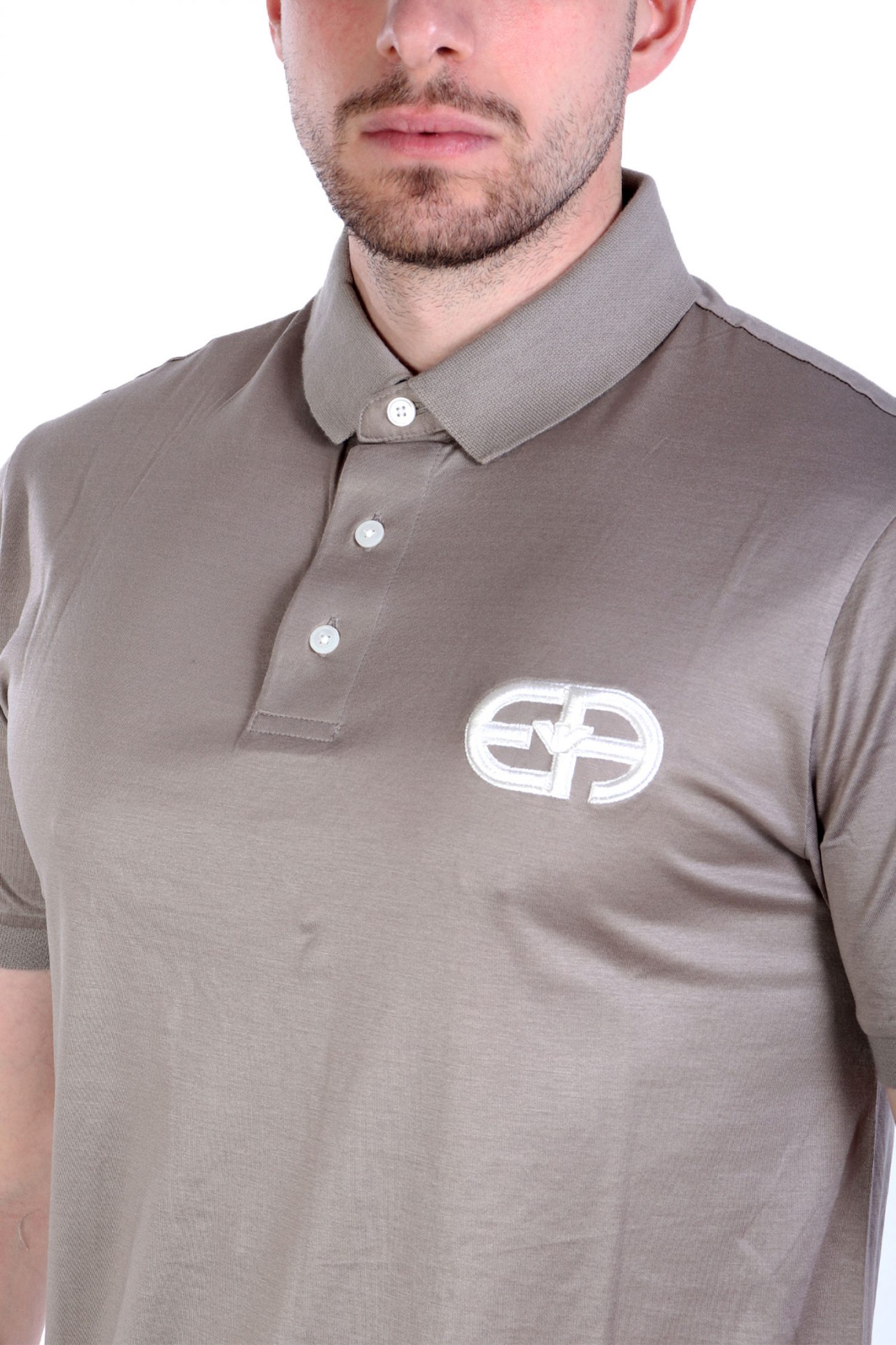 EMPORIO ARMANI POLO LOGO ΜΠΕΖ-ΓΚΡΙ φωτογραφία