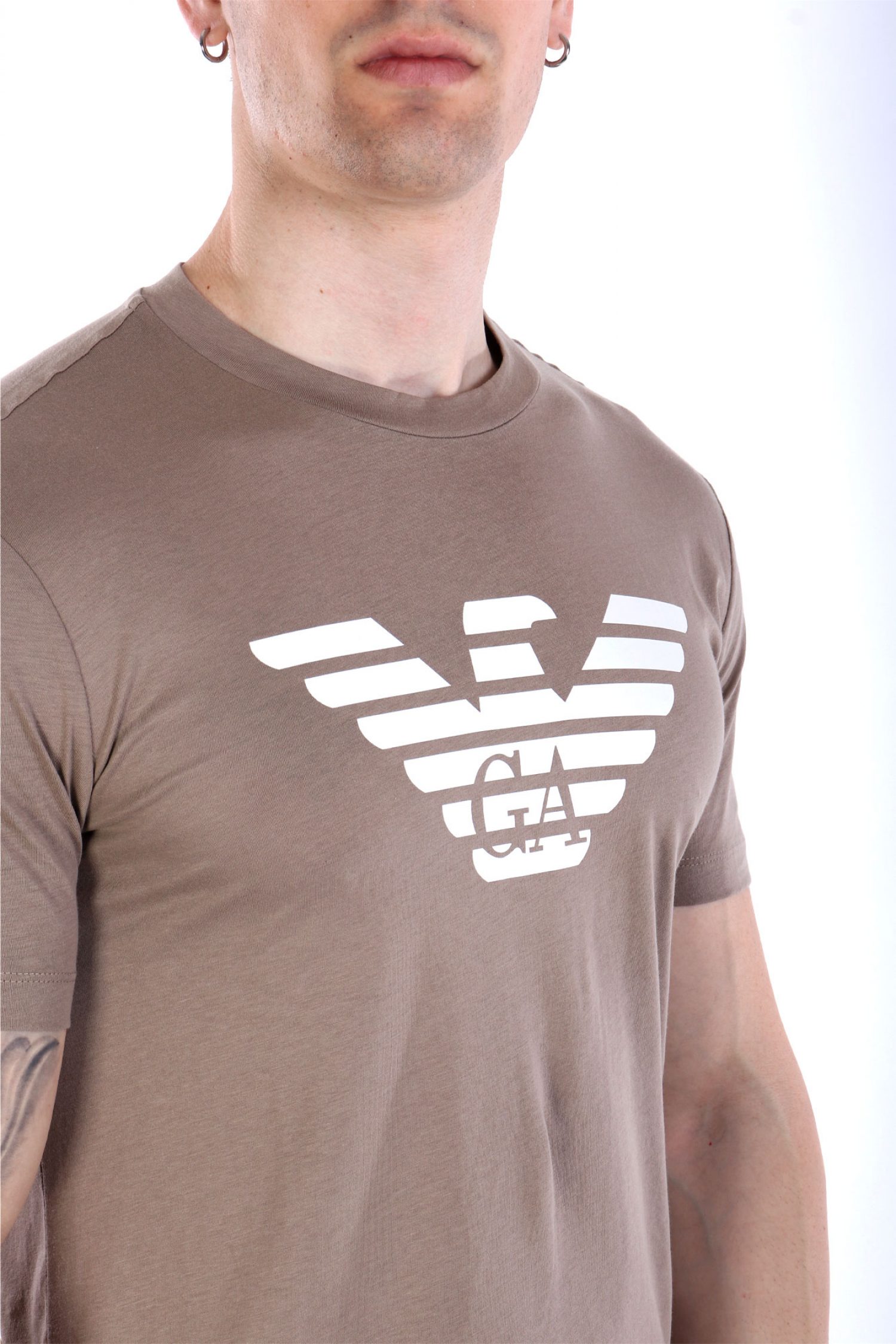 EMPORIO ARMANI T-SHIRT LOGO ΠΟΥΡΟ ΚΑΦΕ