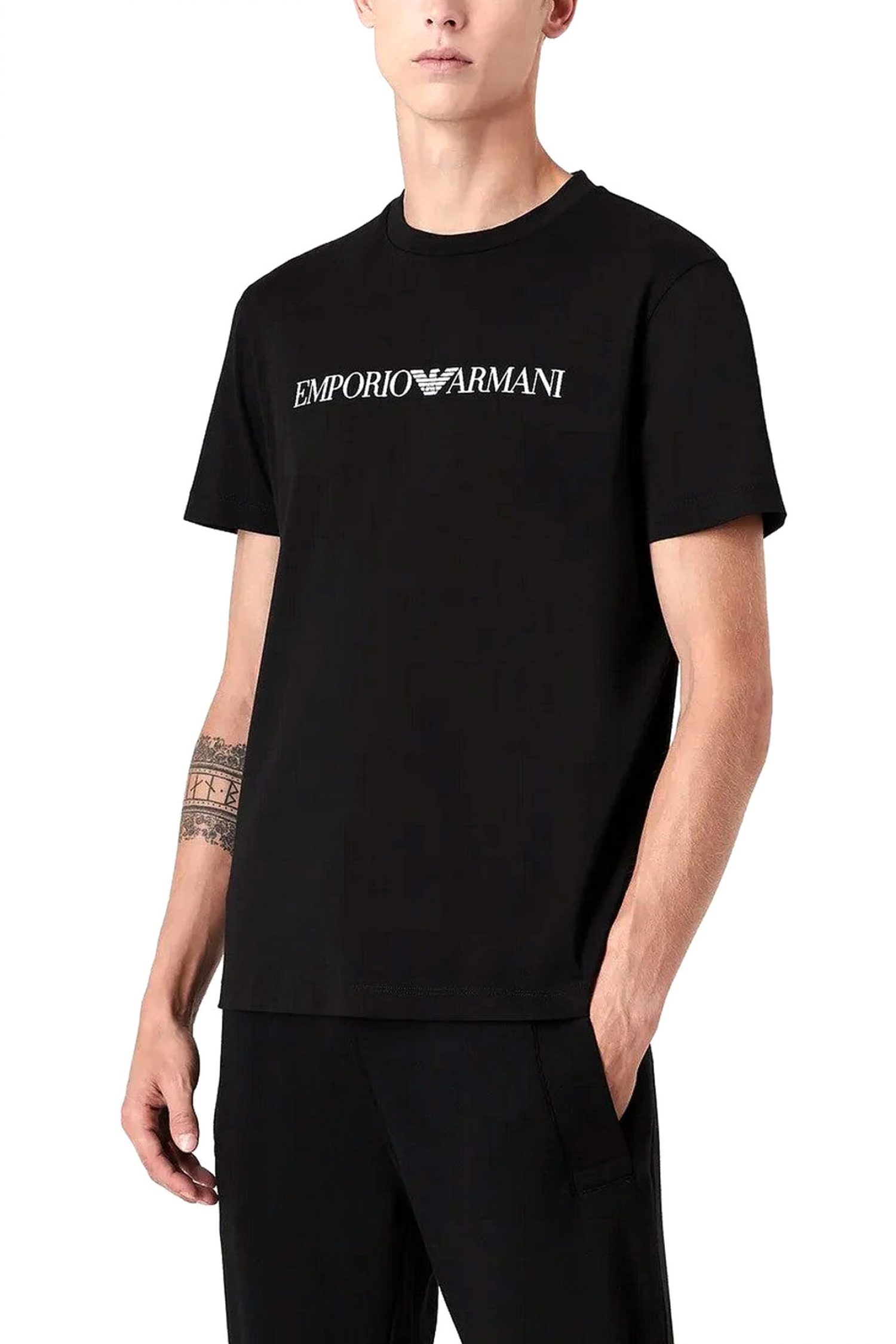 EMPORIO ARMANI T-SHIRT LOGO ΜΑΥΡΟ