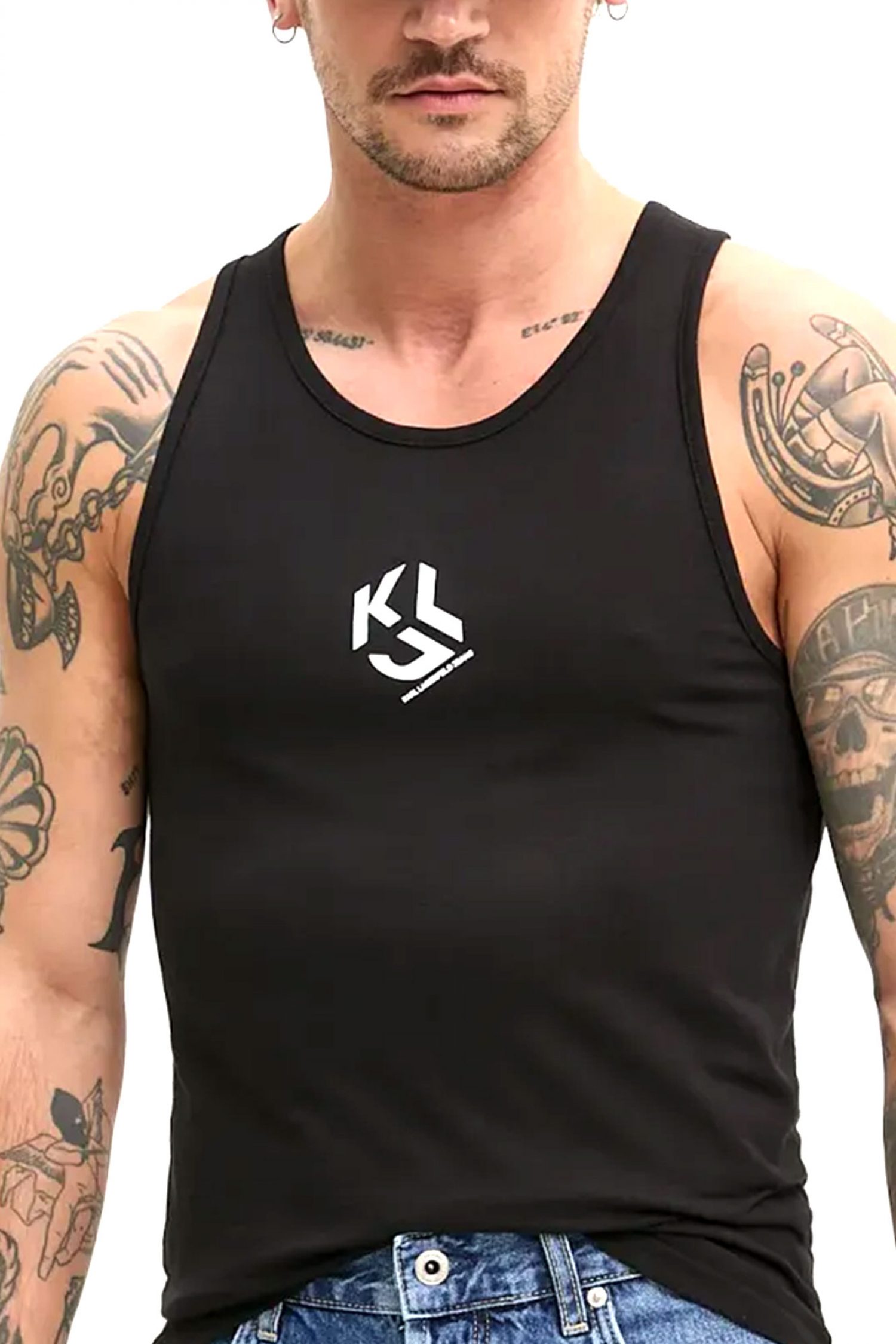 KARL LAGERFELD JEANS T-SHIRT ΤΙΡΑΝΤΕ JERSEY VEST ΜΑΥΡΟ φωτογραφία