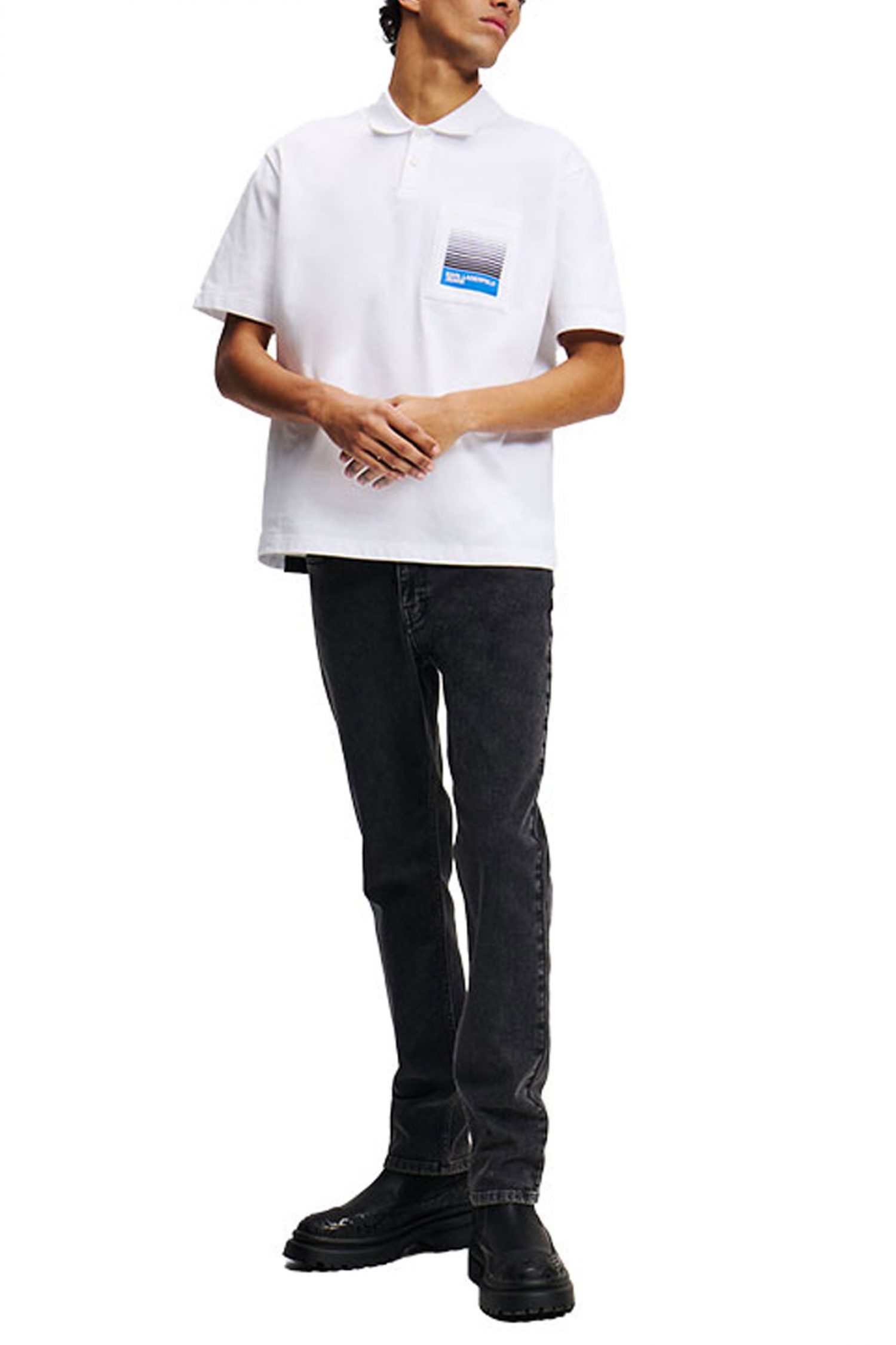 KARL LAGERFELD JEANS POLO ΜΕ ΤΣΕΠΑΚΙ JERSEY RELAXED FIT ΛΕΥΚΟ