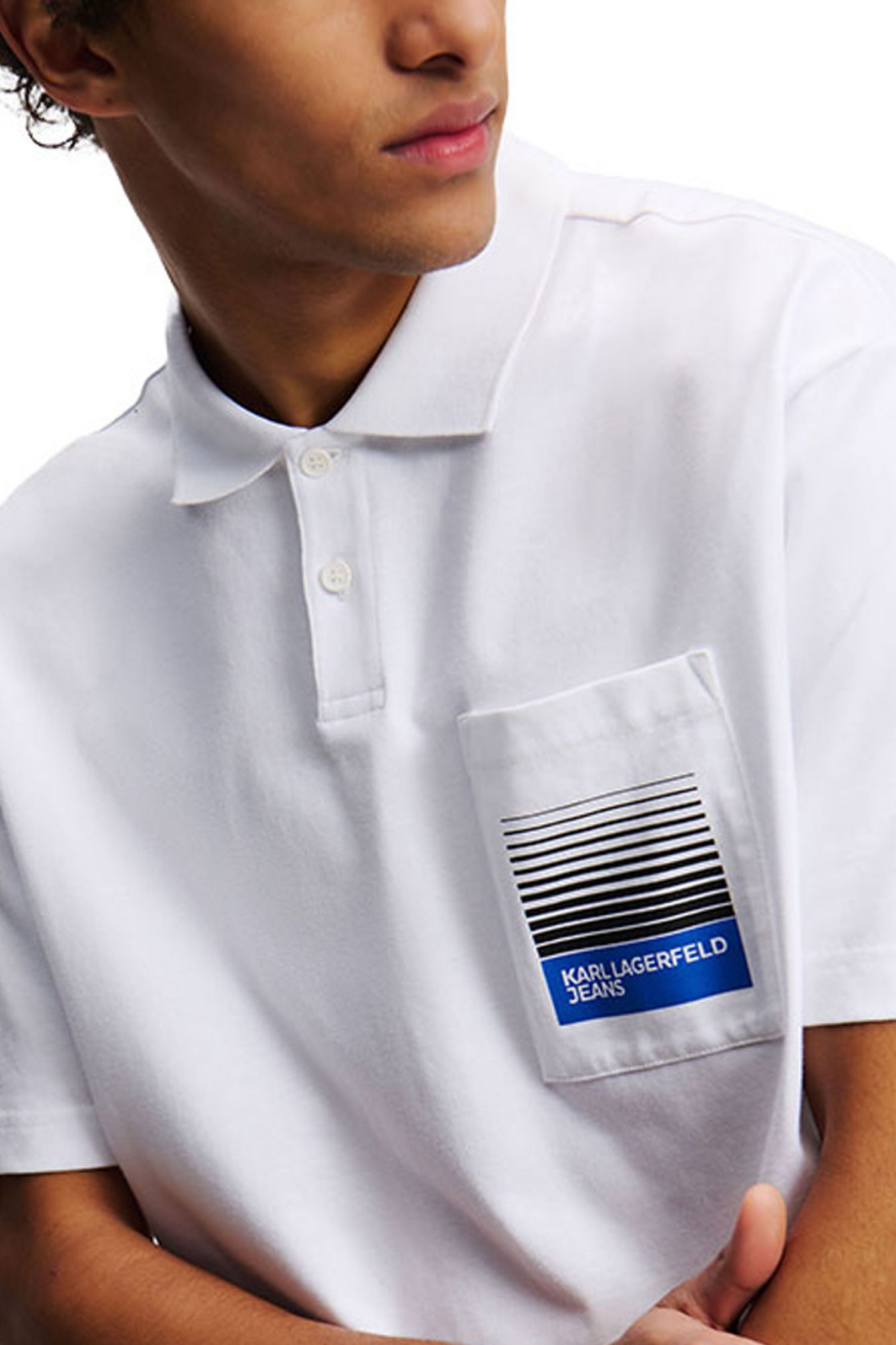 KARL LAGERFELD JEANS POLO ΜΕ ΤΣΕΠΑΚΙ JERSEY RELAXED FIT ΛΕΥΚΟ