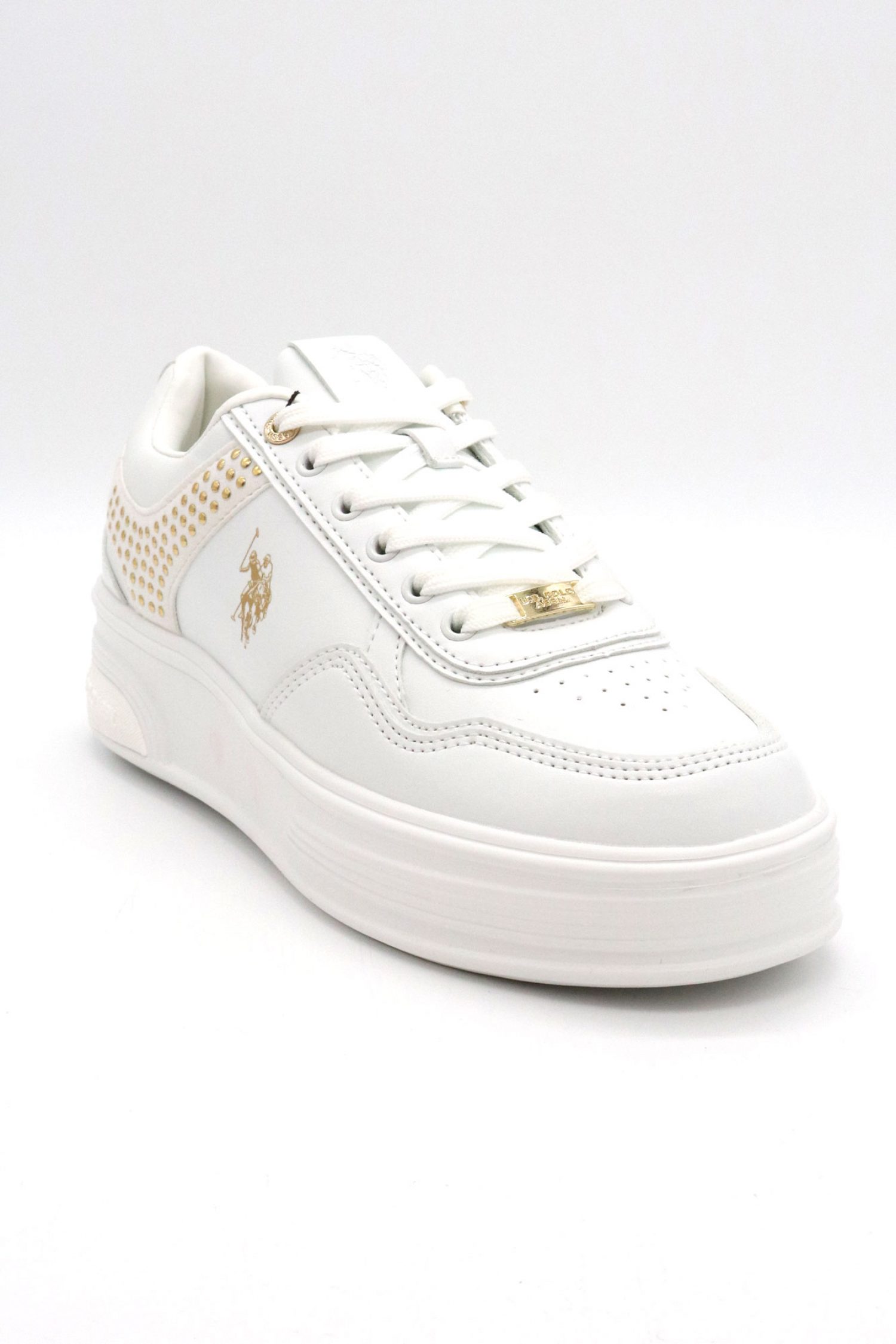 U.S. POLO ASSN. ΠΑΠΟΥΤΣΙΑ SNEAKERS ΧΡΥΣΕΣ ΛΕΠΤΟΜΕΡΕΙΕΣ LOGO ΛΕΥΚΟ