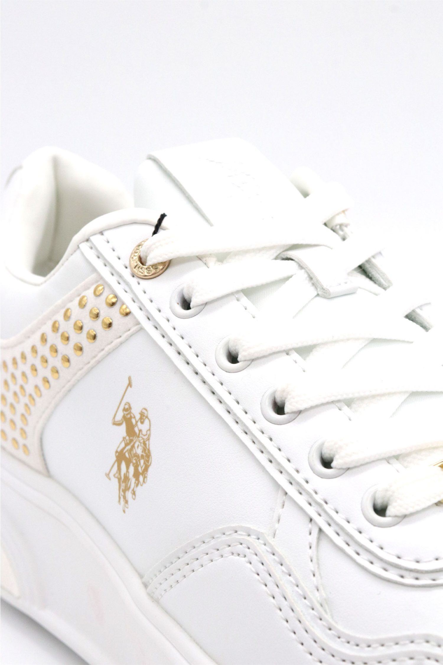 U.S. POLO ASSN. ΠΑΠΟΥΤΣΙΑ SNEAKERS ΧΡΥΣΕΣ ΛΕΠΤΟΜΕΡΕΙΕΣ LOGO ΛΕΥΚΟ
