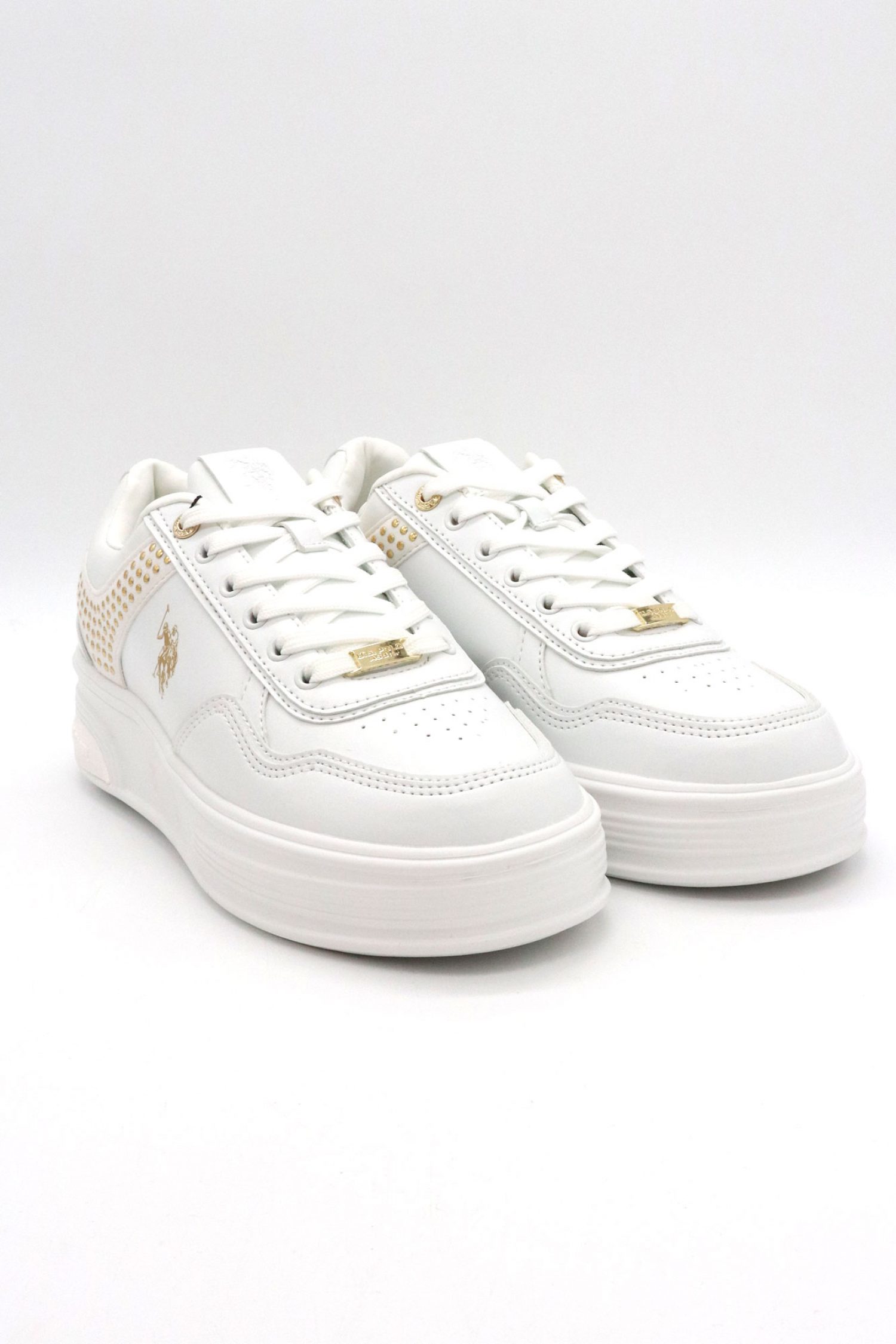 U.S. POLO ASSN. ΠΑΠΟΥΤΣΙΑ SNEAKERS ΧΡΥΣΕΣ ΛΕΠΤΟΜΕΡΕΙΕΣ LOGO ΛΕΥΚΟ