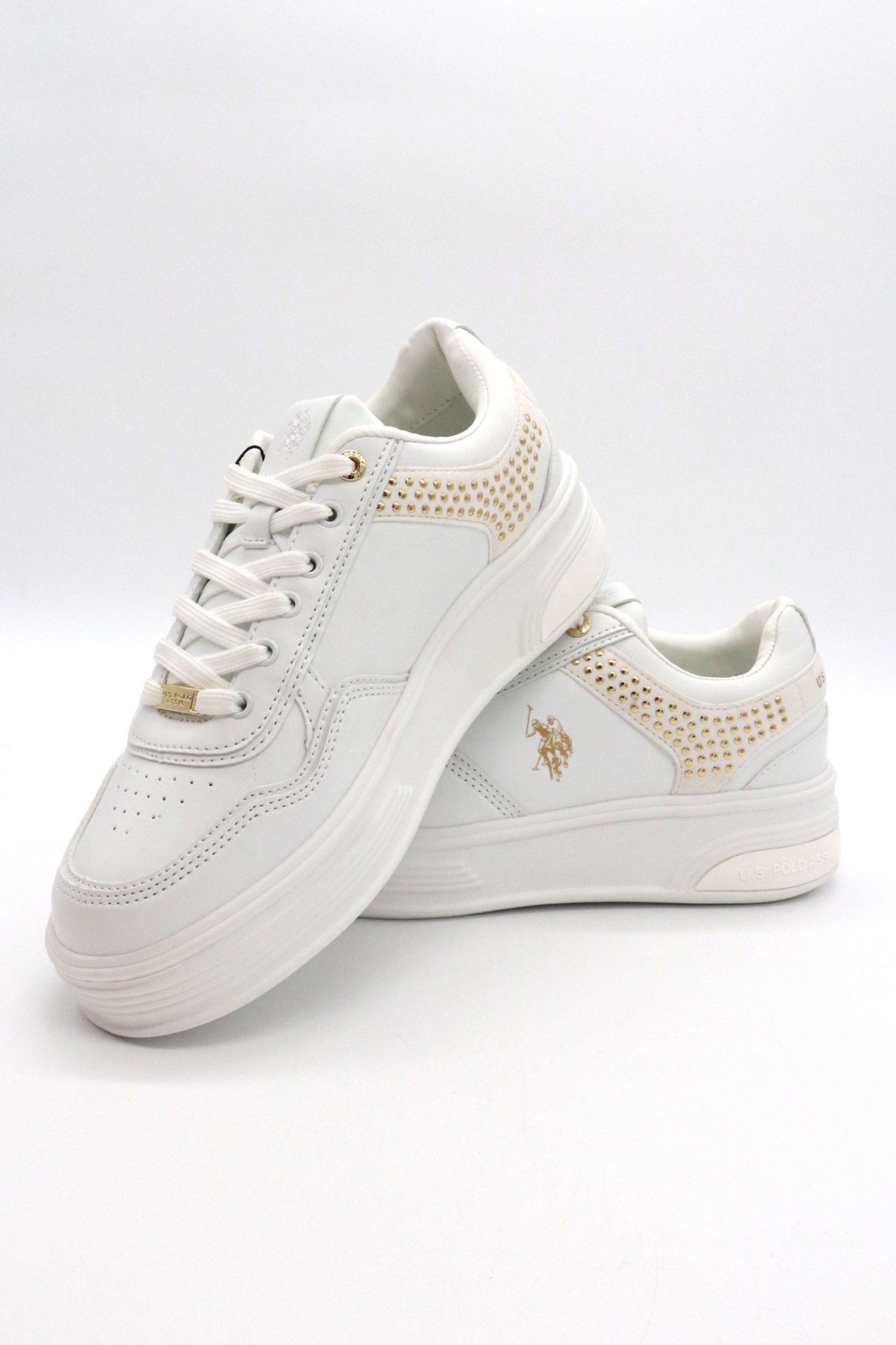 U.S. POLO ASSN. ΠΑΠΟΥΤΣΙΑ SNEAKERS ΧΡΥΣΕΣ ΛΕΠΤΟΜΕΡΕΙΕΣ LOGO ΛΕΥΚΟ φωτογραφία
