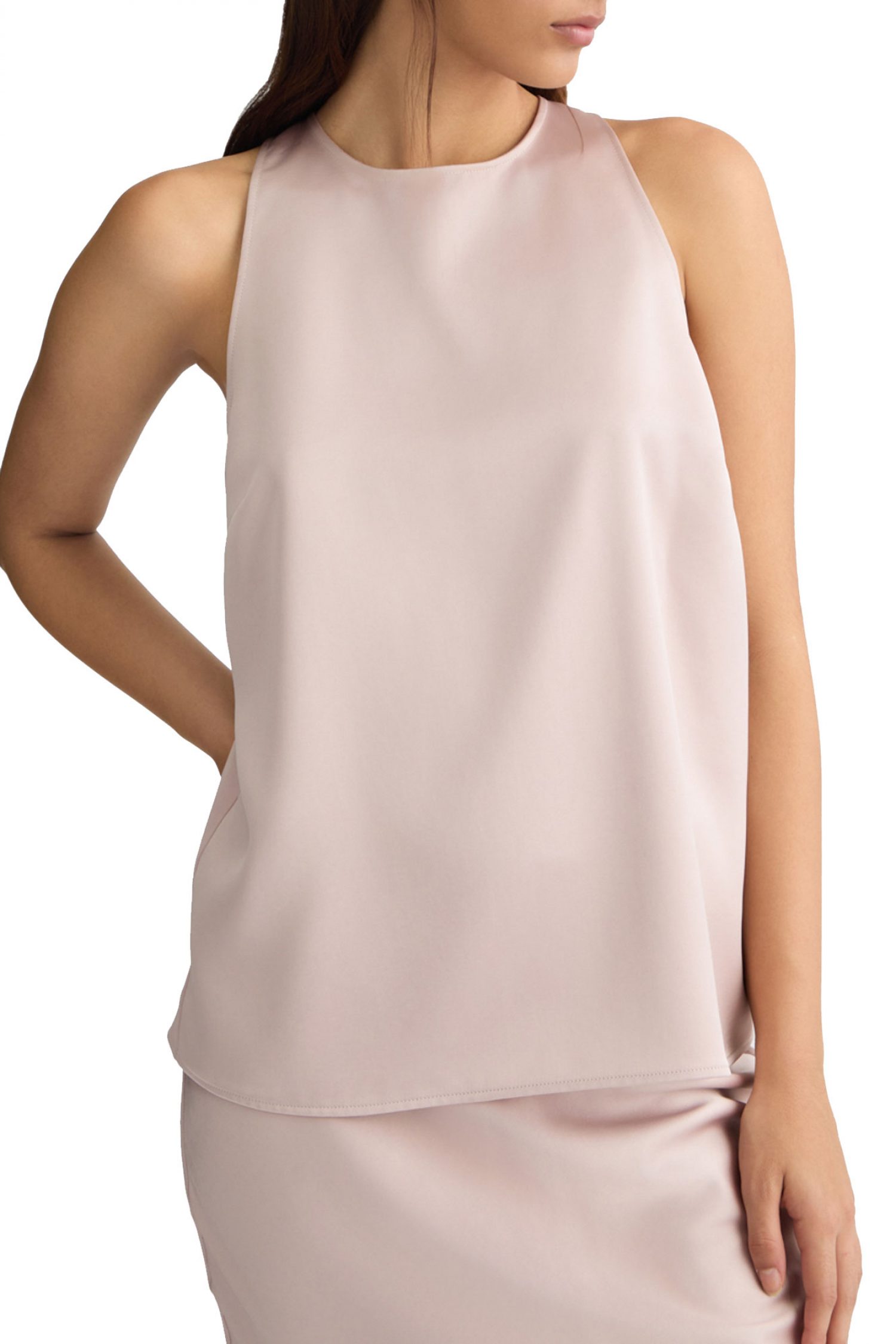 LIU-JO TOP ΣΑΤΕΝ ΔΕΣΙΜΟ ΠΙΣΩ ΑΠΑΛΟ ΡΟΖ