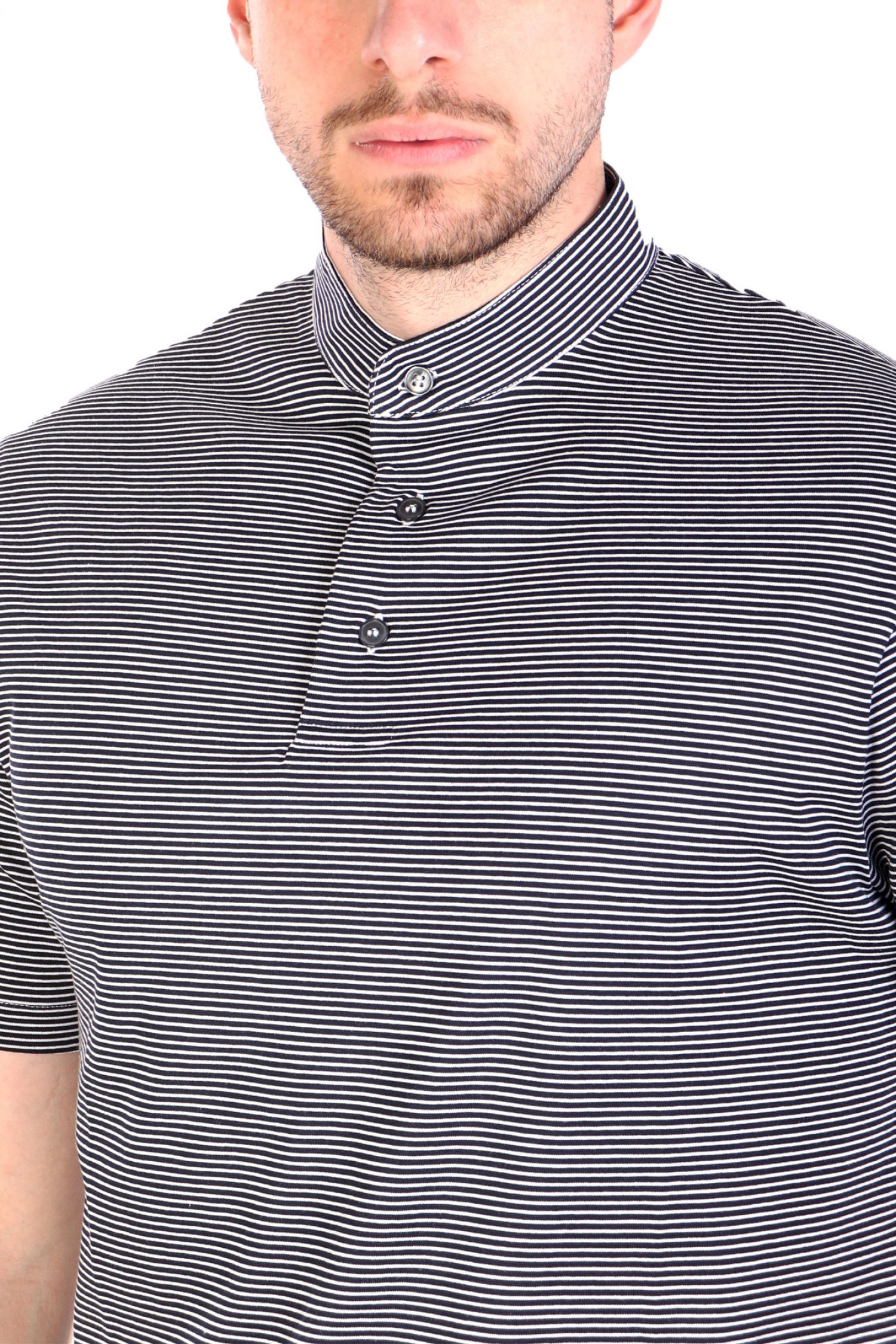 EMPORIO ARMANI POLO MAO ΡΙΓΕ ΛΕΥΚΟ-ΜΠΛΕ φωτογραφία