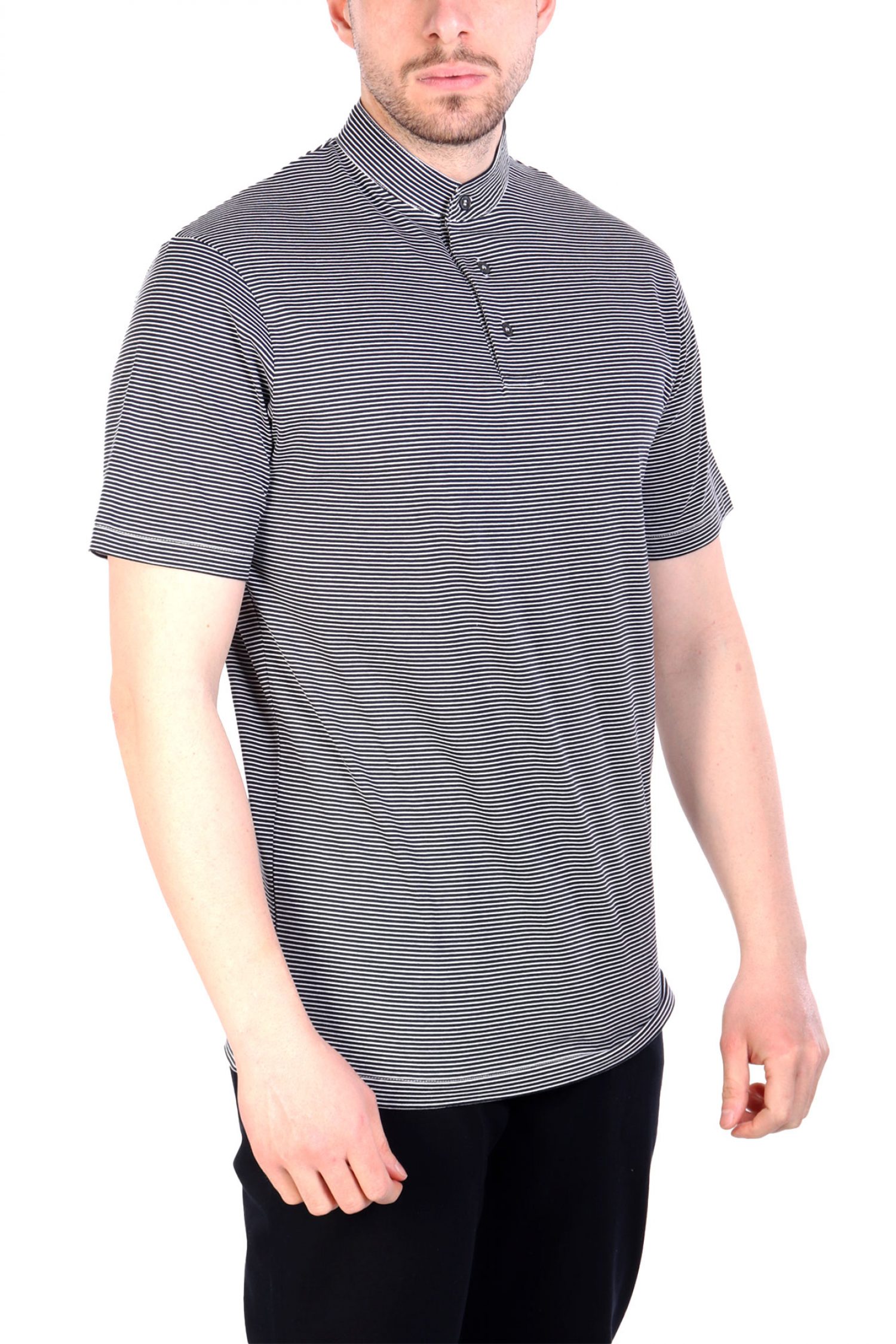 EMPORIO ARMANI POLO MAO ΡΙΓΕ ΛΕΥΚΟ-ΜΠΛΕ