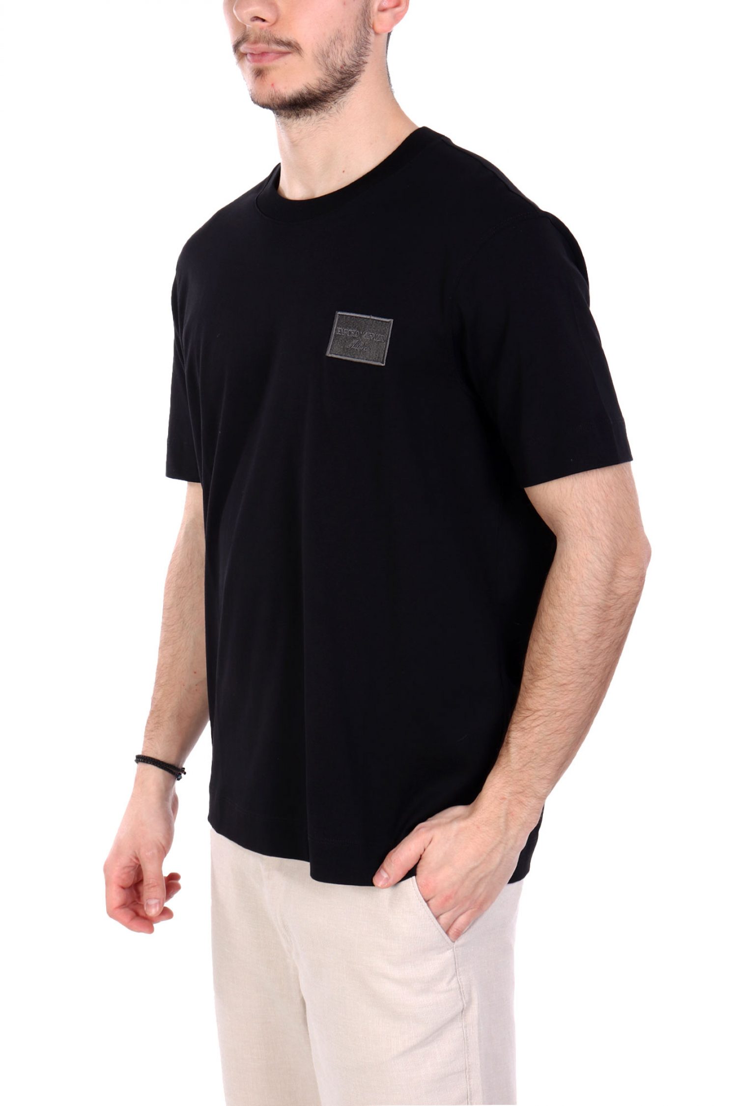 EMPORIO ARMANI T-SHIRT LOGO MILANO ΜΑΥΡΟ