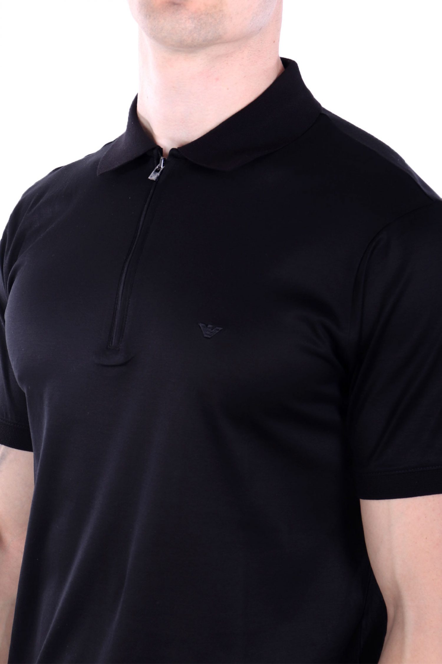 EMPORIO ARMANI POLO HALFZIP LOGO ΜΑΥΡΟ