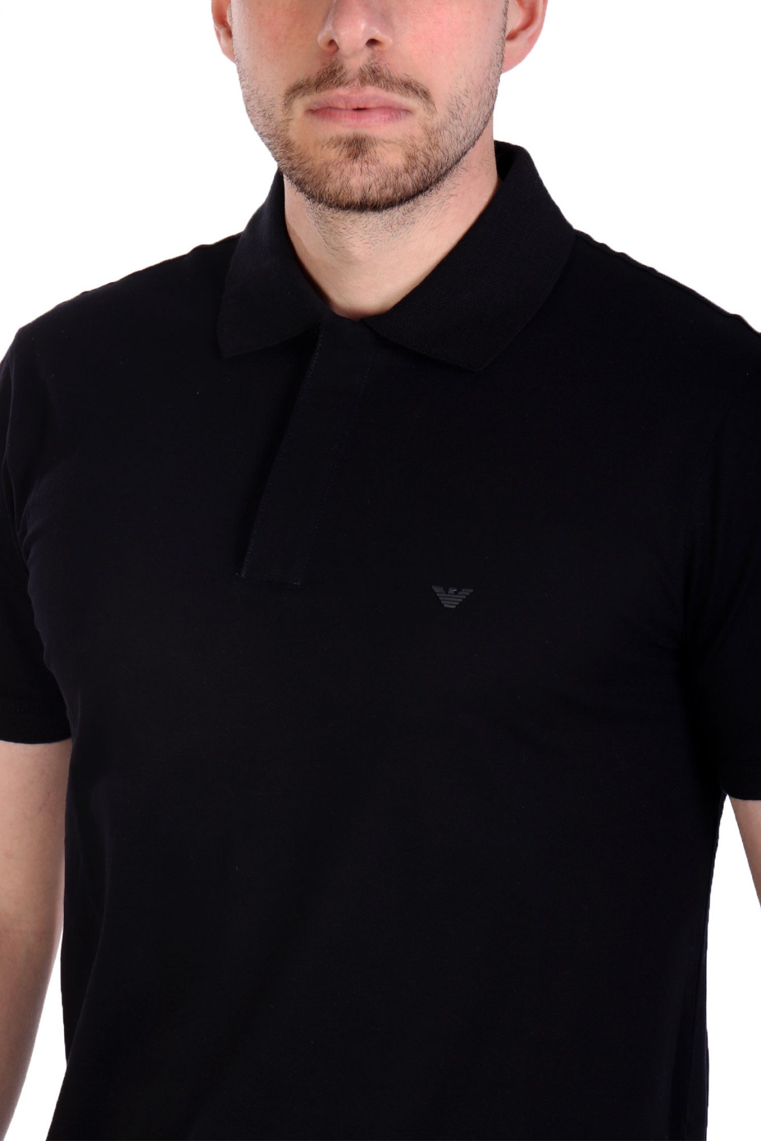 EMPORIO ARMANI POLO HALFZIP LOGO ΜΠΛΕ