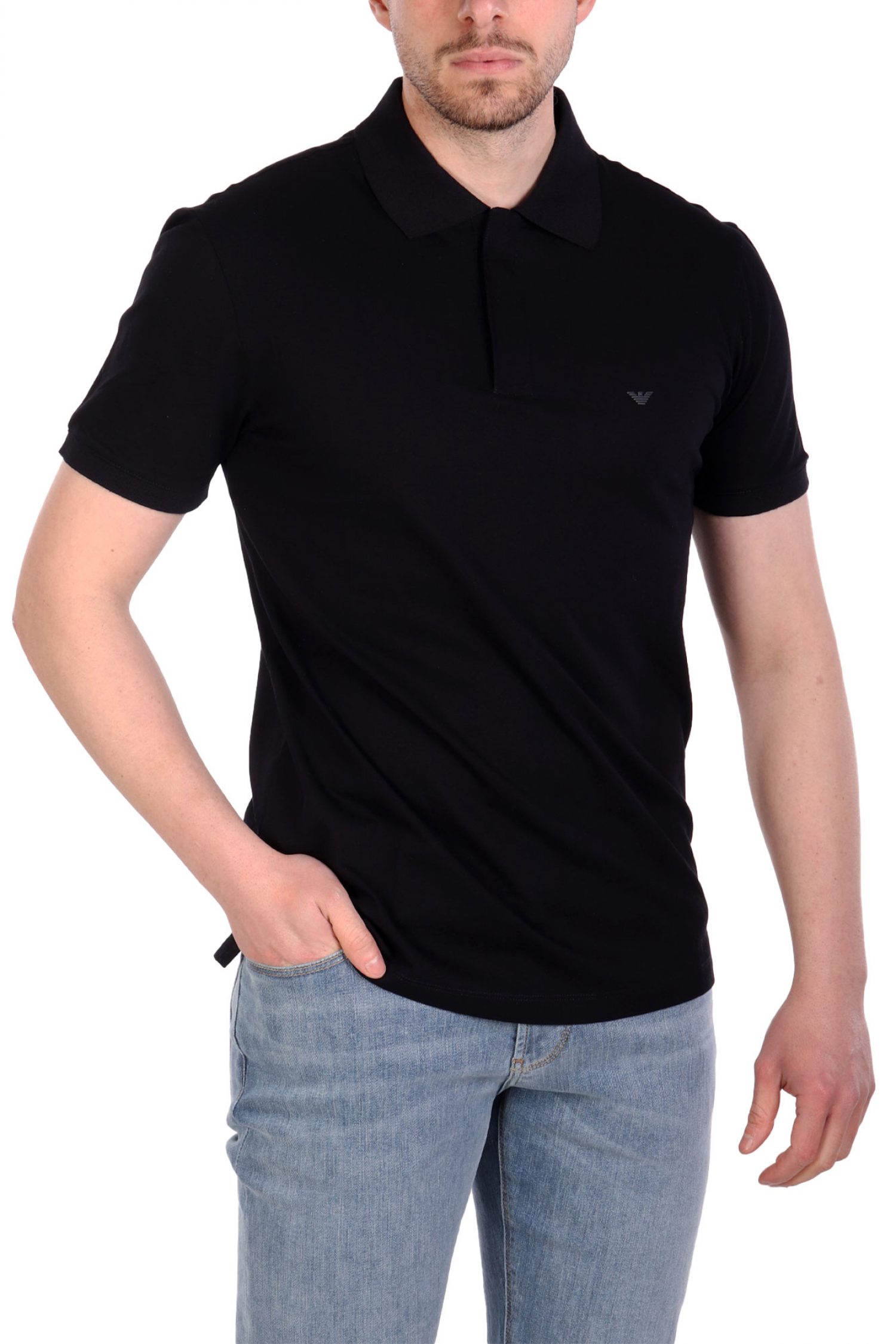 EMPORIO ARMANI POLO HALFZIP LOGO ΜΠΛΕ