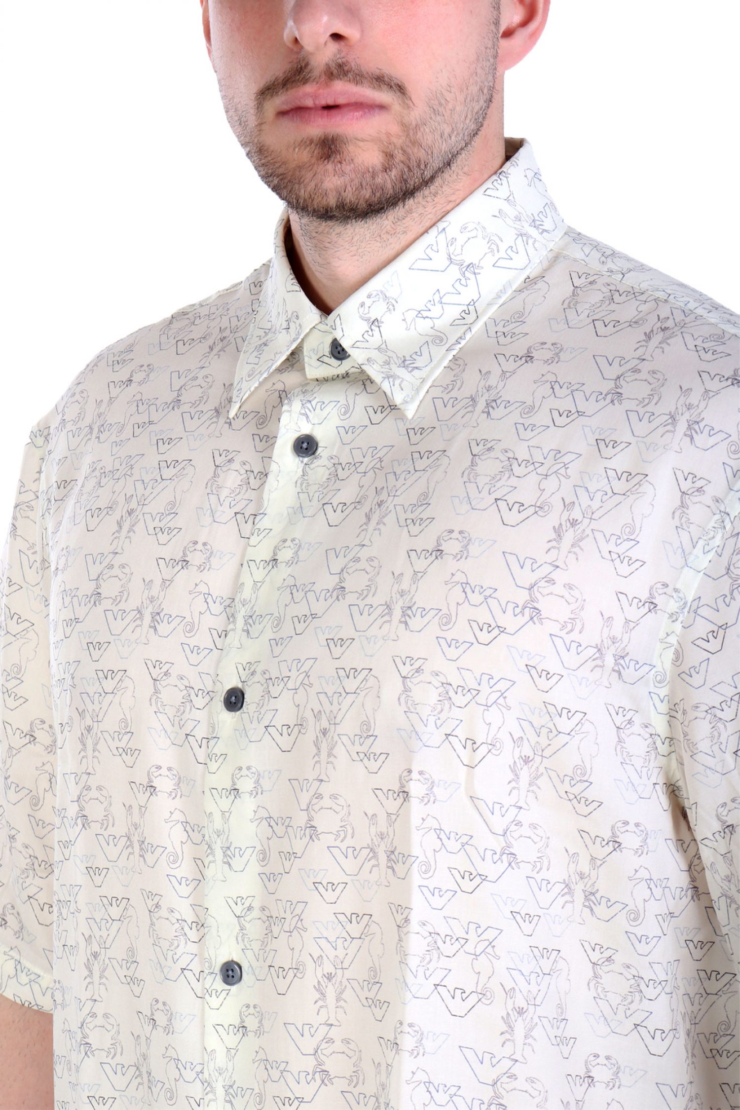 EMPORIO ARMANI ΠΟΥΚΑΜΙΣΟ ALL OVER LOGO ΛΕΥΚΟ-ΜΠΛΕ φωτογραφία