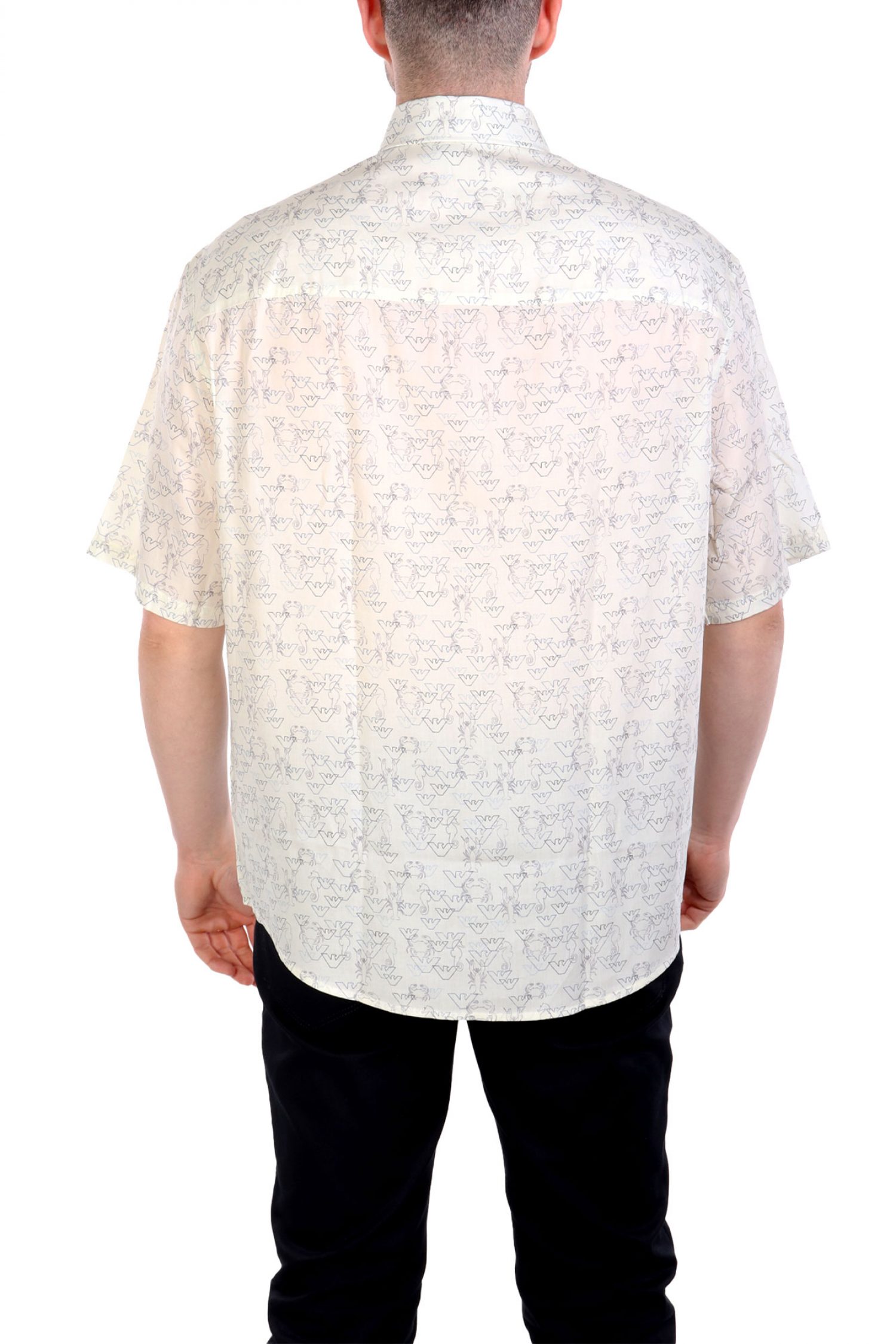 EMPORIO ARMANI ΠΟΥΚΑΜΙΣΟ ALL OVER LOGO ΛΕΥΚΟ-ΜΠΛΕ