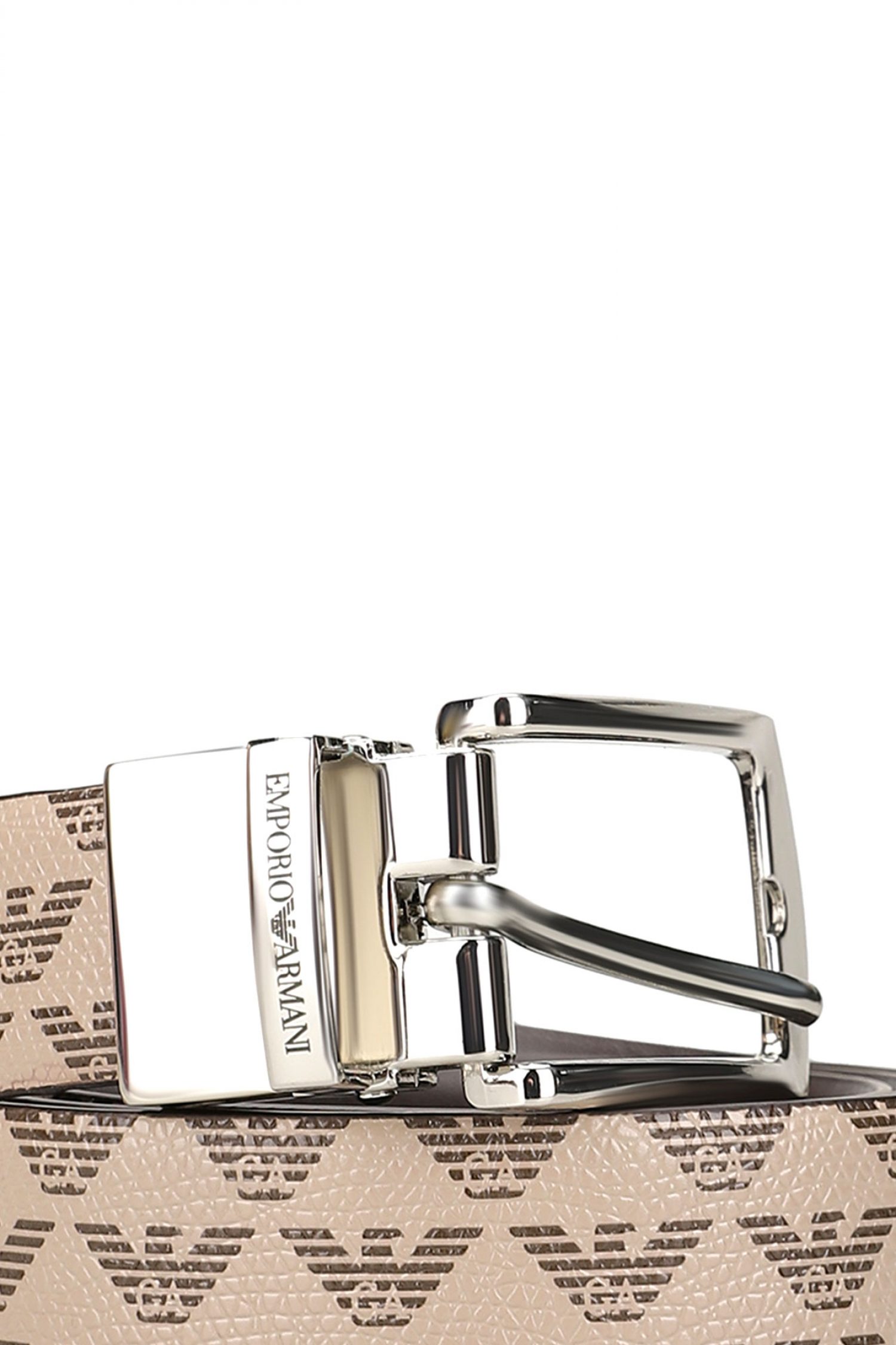 EMPORIO ARMANI ΖΩΝΗ ΔΙΠΛΗΣ ΟΨΗΣ LOGO ΚΑΦΕ-ΜΠΕΖ