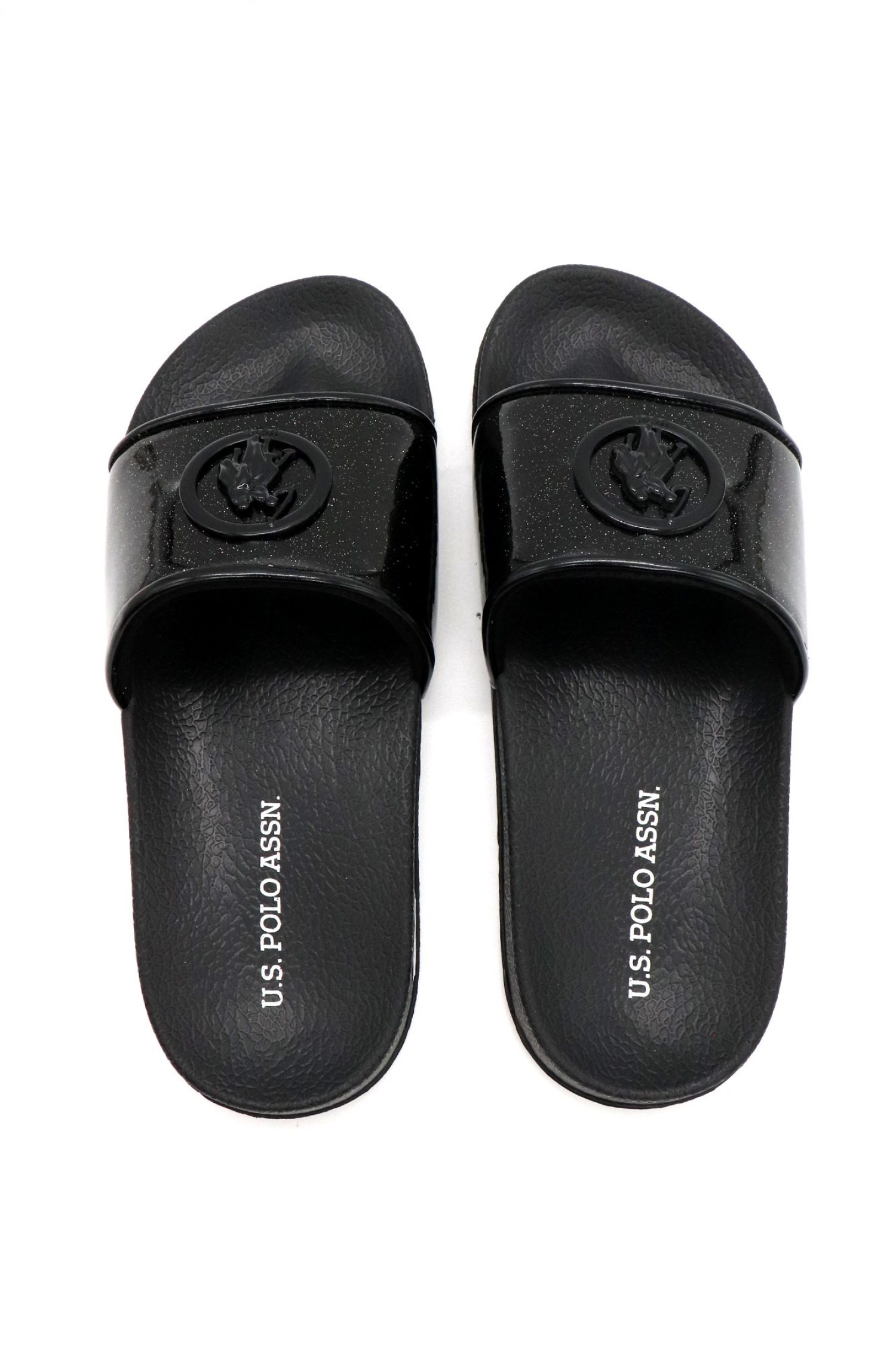 U.S. POLO ASSN. ΠΑΠΟΥΤΣΙΑ ΠΑΝΤΟΦΛΕΣ GLITTER ΜΕΤΑΛΛΙΚΟ LOGO ΜΑΥΡΟ φωτογραφία