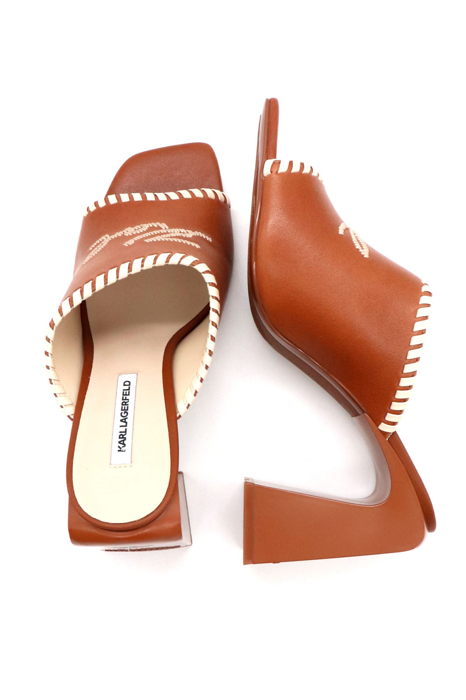 KARL LAGERFELD ΠΑΠΟΥΤΣΙΑ MULES ASTRA NOVA MΠΕΖ ΡΑΦΕΣ LOGO ΤΑΜΠΑ φωτογραφία