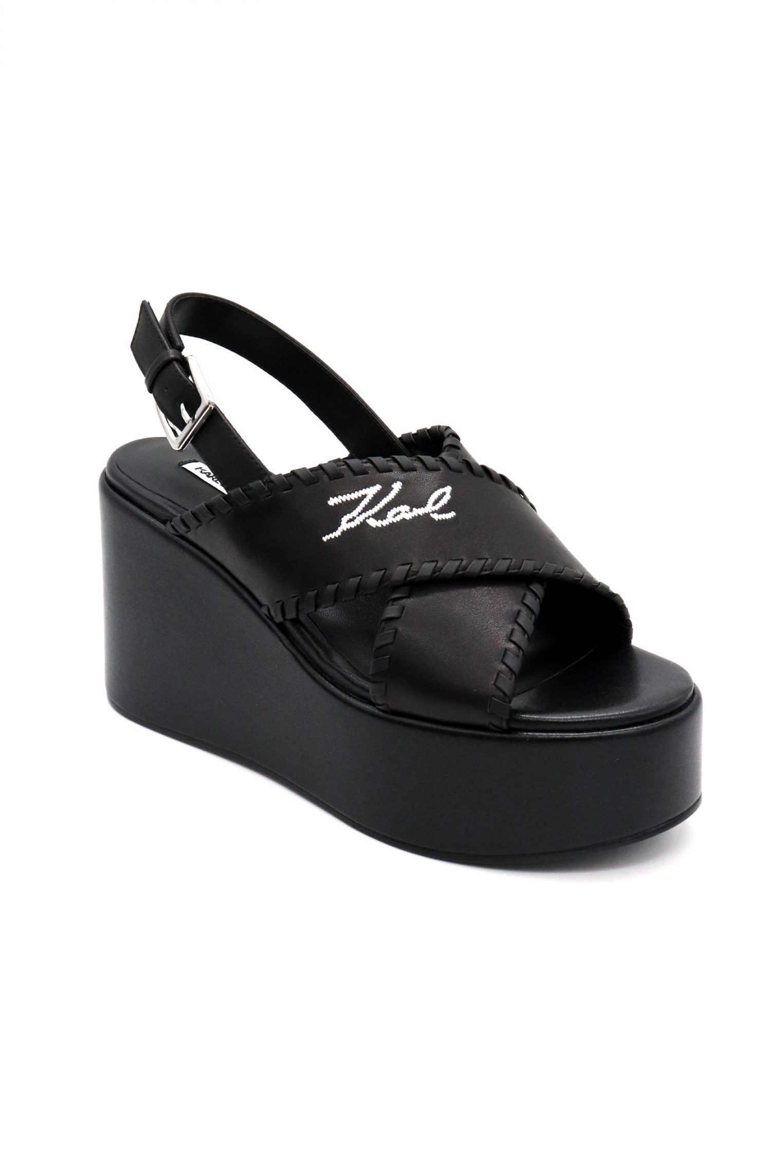 KARL LAGERFELD ΠΑΠΟΥΤΣΙΑ ΠΛΑΤΦΟΡΜΕΣ WENDY WHIPSTICH KROSS STRAP LOGO ΜΑΥΡΟ